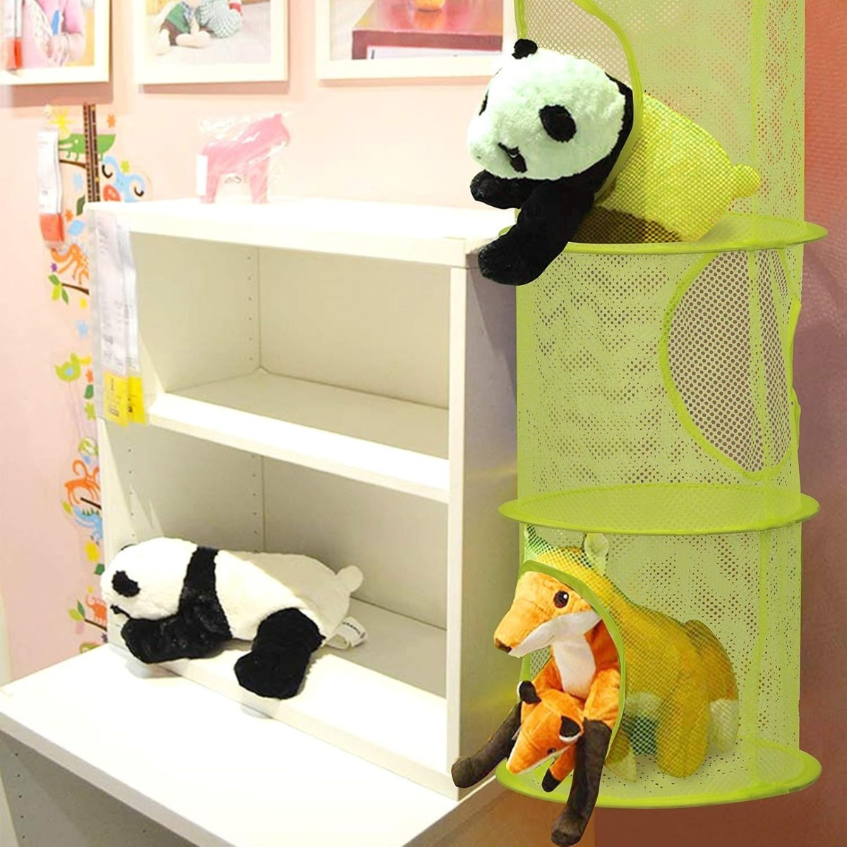 Hanging Storage Set, 3 Colorful Storage Baskets In Green, Blue, And Pink, Space-Saving Mesh Baskets For Toys And Small Items photo 2