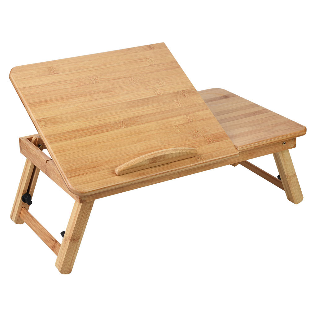Portable Foldable Wooden Bamboo CompuLaptop Table Sofa Bed Office Laptop Stand Adjustable 50*30 photo 2