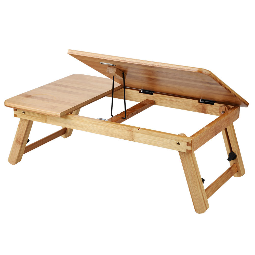 Portable Foldable Wooden Bamboo CompuLaptop Table Sofa Bed Office Laptop Stand Adjustable 50*30 photo 5