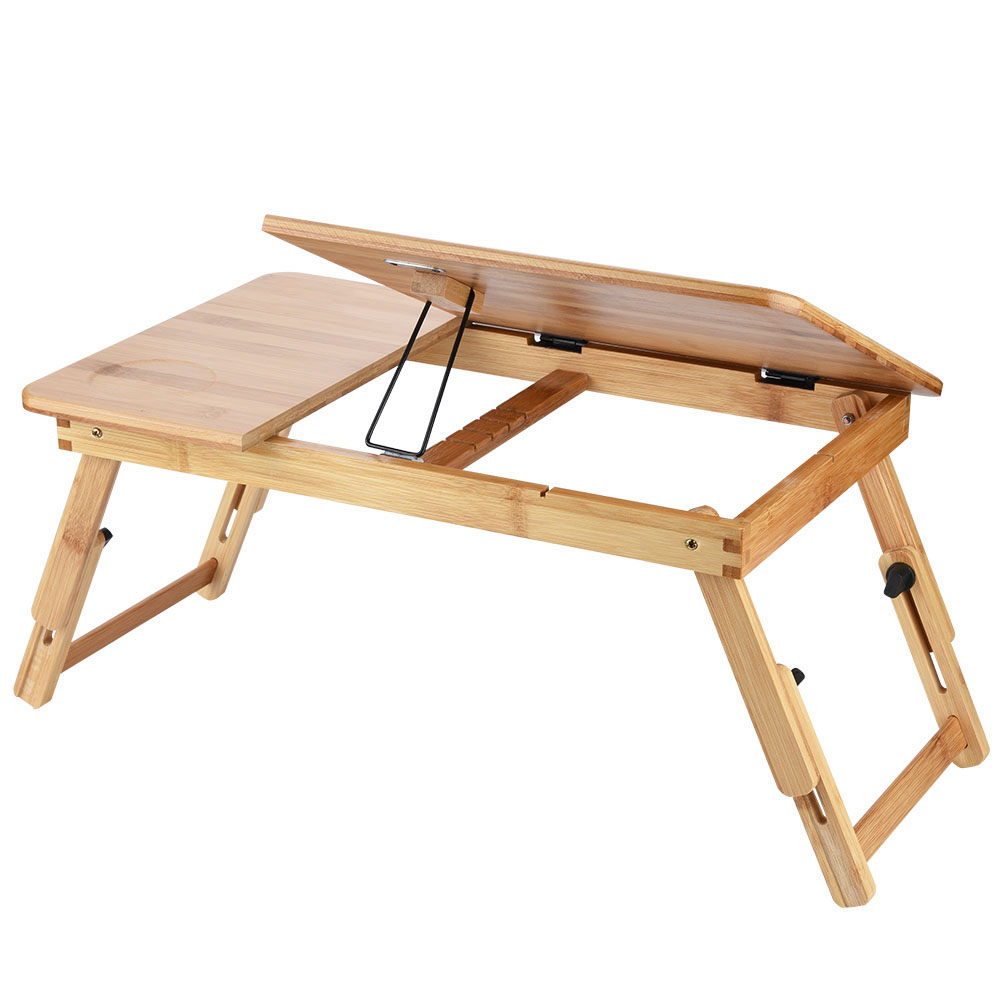 Portable Foldable Wooden Bamboo CompuLaptop Table Sofa Bed Office Laptop Stand Adjustable 50*30 photo 6