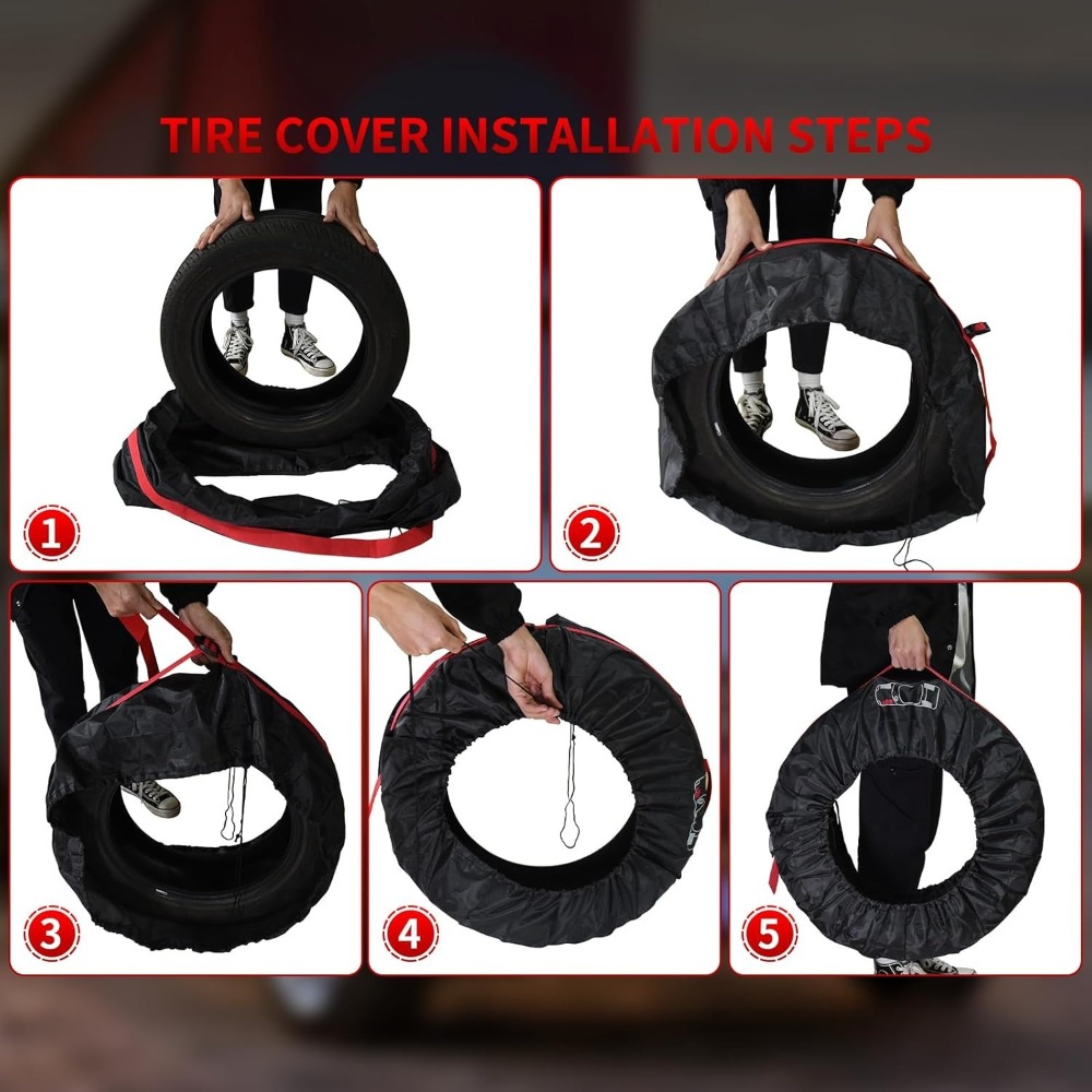 Multi-piece Party Value Pack, Tire Bag Set 18–22 Inches, 4-Piece Tire Storage Bag, Tire Protection Cover For Convenient Transport And Storage, Black (Diameter 80 Cm) photo 4