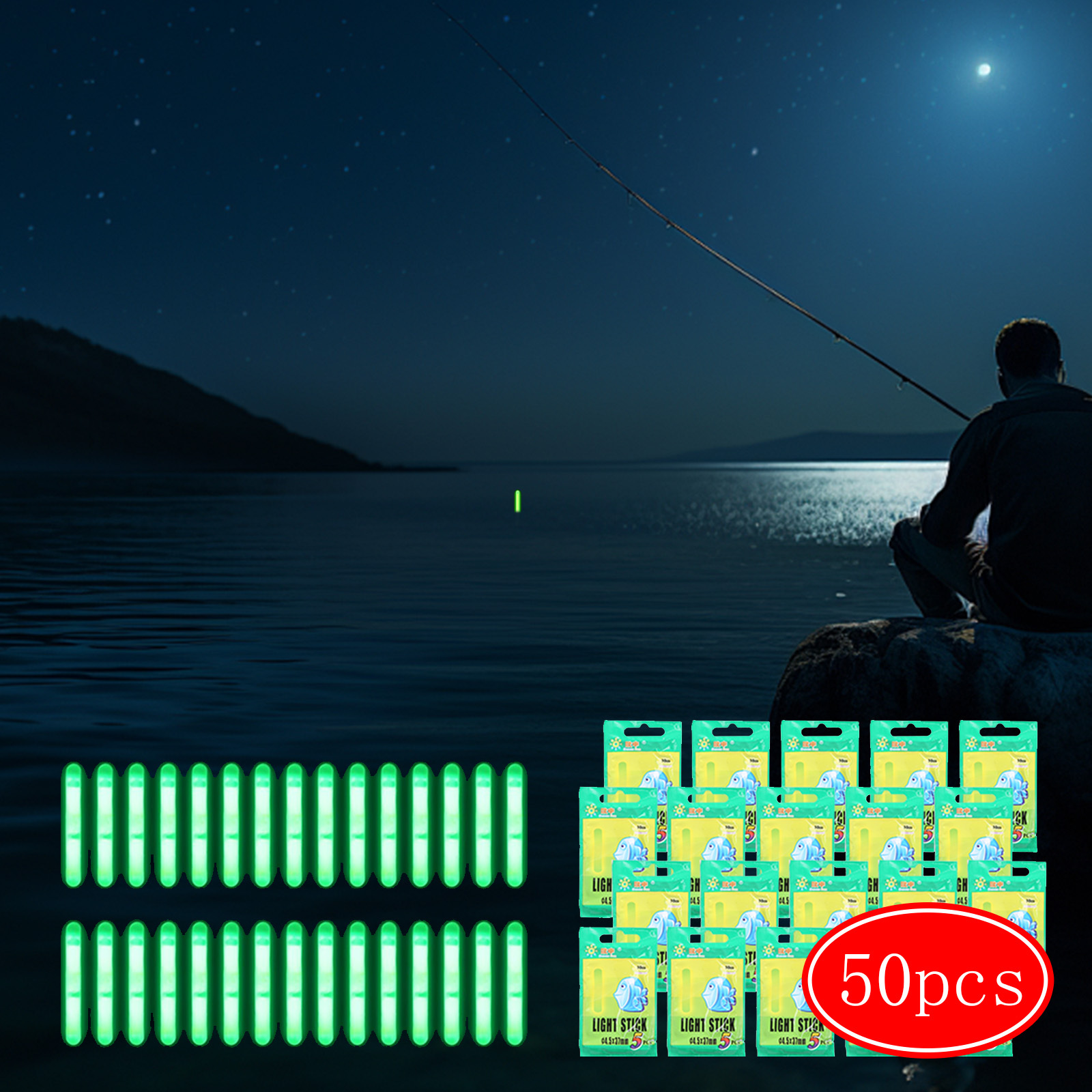 Set Of 50 Fishing Glow Sticks, 30 Meters Long, For Night Fishing And Deep-Sea Fishing Kits photo 1