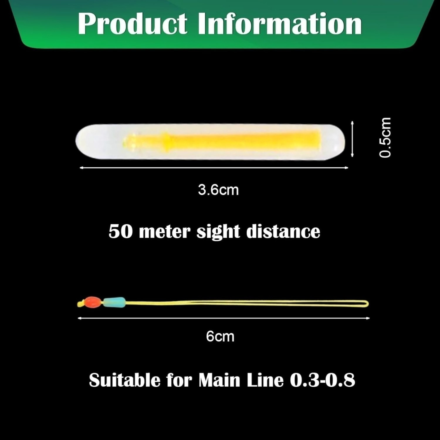 Set Of 50 Fishing Glow Sticks, 30 Meters Long, For Night Fishing And Deep-Sea Fishing Kits photo 2