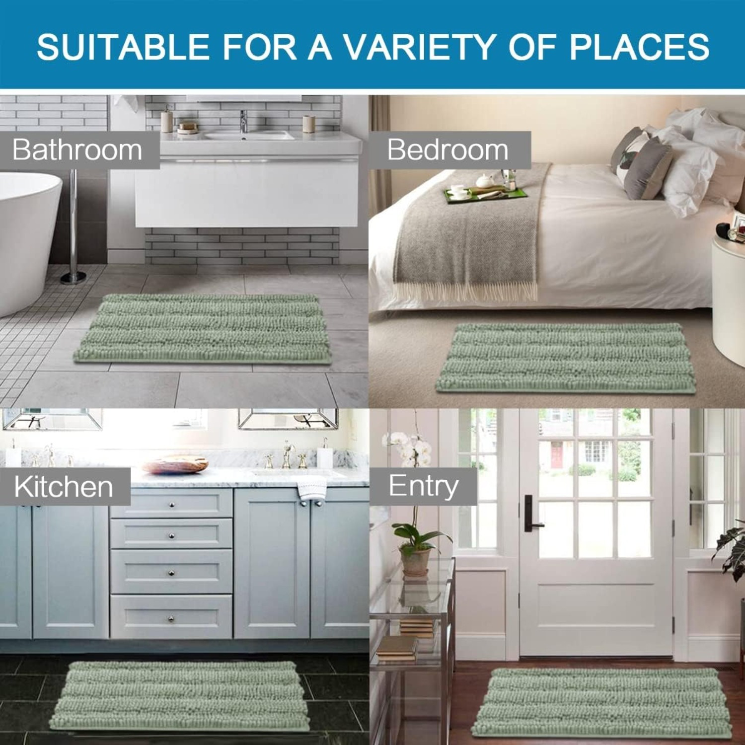 Party Decorations & Accessories—Bathroom Rugs, 2-Pack Of Extra-Thick Velvet Striped Bathroom Mats, Soft And Comfortable Bathroom Rugs, Bathroom Mats (32 X 20 Inches Plus 24 X 17 Inches) photo 2