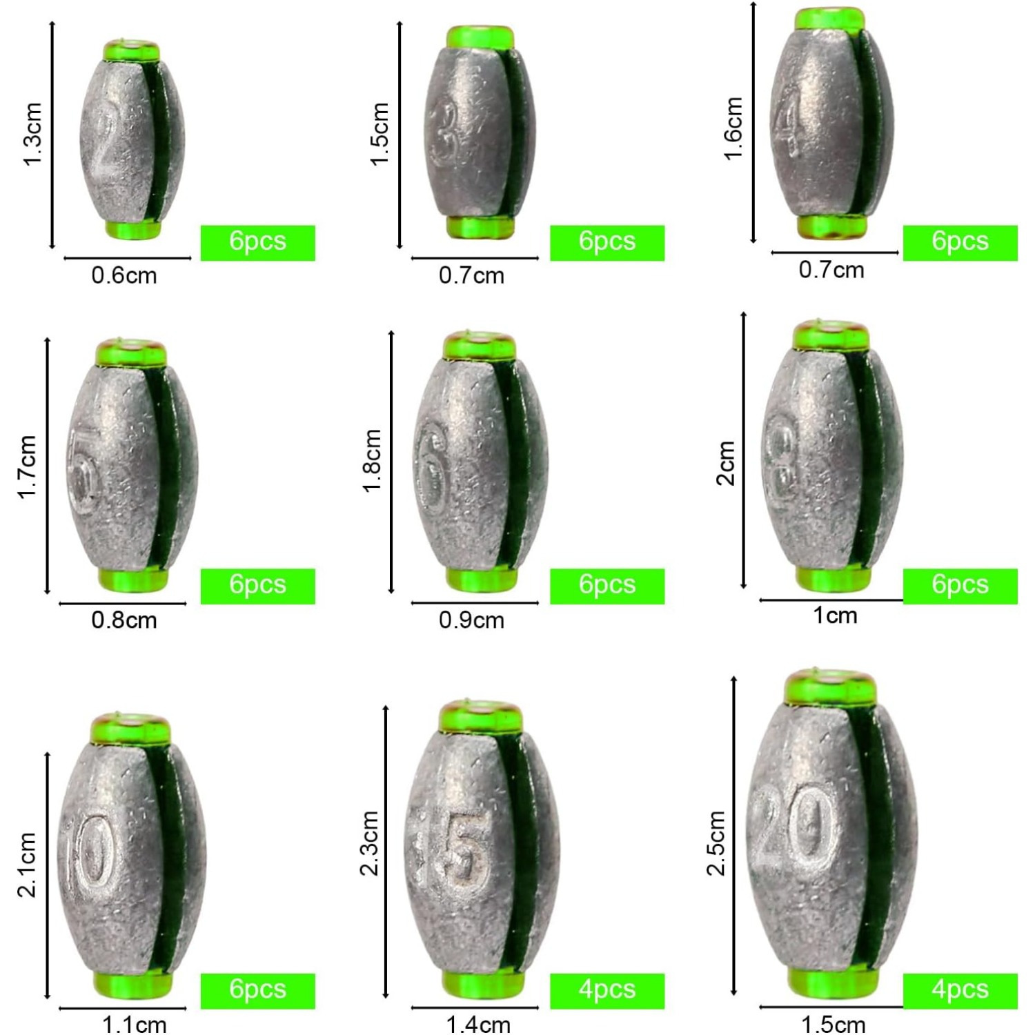 Set Of 52 Lead Fishing Weights With Storage Box, 2g To 20g, For Precision Fishing Tool Kits photo 2