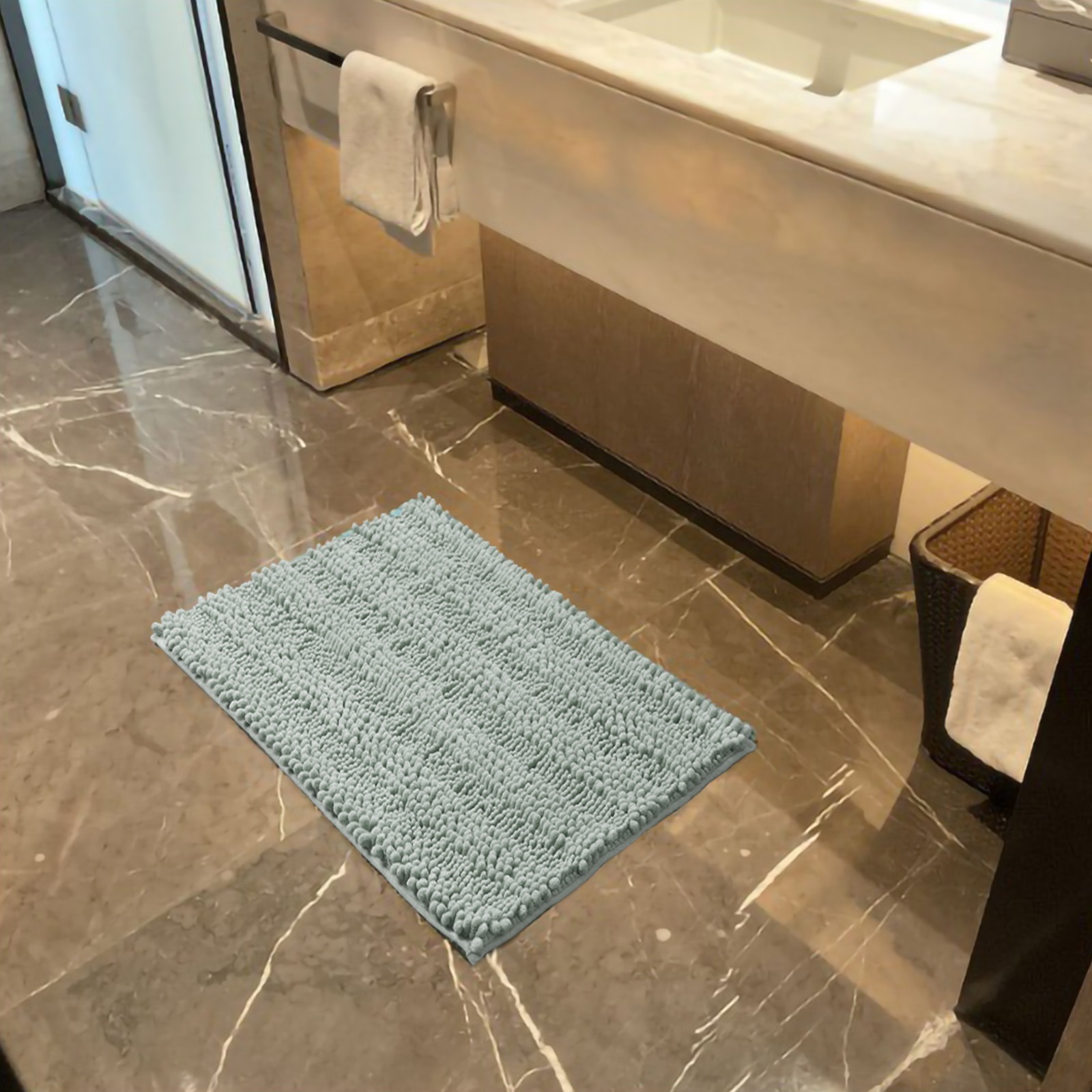 2-piece Set Of Sage Green Bath Mats, Machine-washable Bathroom Mat Set (81 X 51 Cm + 61 X 43 Cm) photo 5