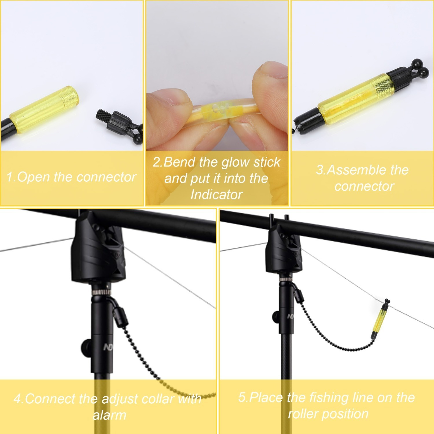 Night Fishing Set With 4 Swinger Floats In Blue, Red, Green, And Yellow, And 20 Floats For Anglers photo 2