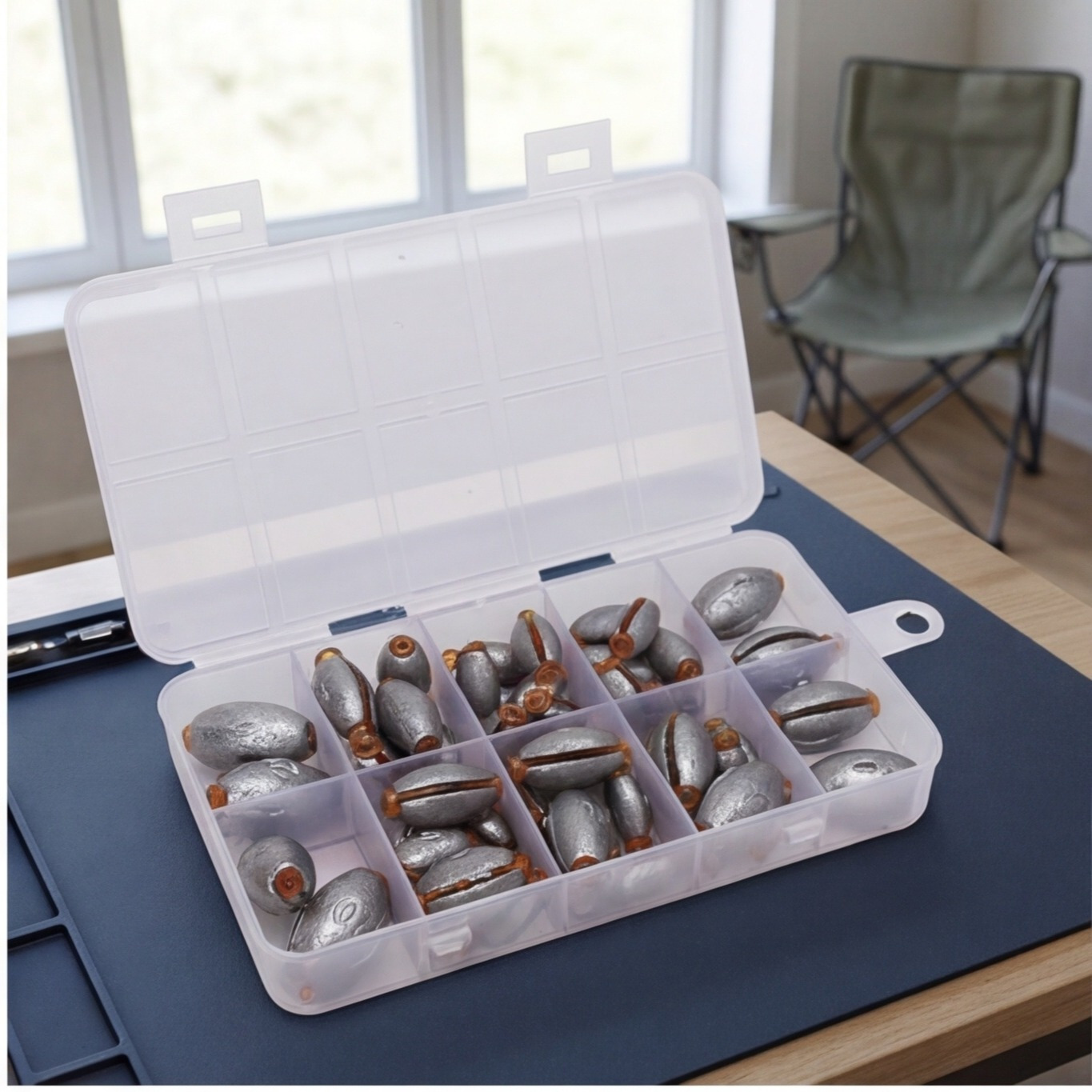 50-Piece Set Of Saltwater Fishing Weights With Plastic Core, Lead Weights 2–20 G In A Storage Box, Versatile Fishing Weights For Bottom Fishing & Saltwater Fishing Party Decorations photo 1