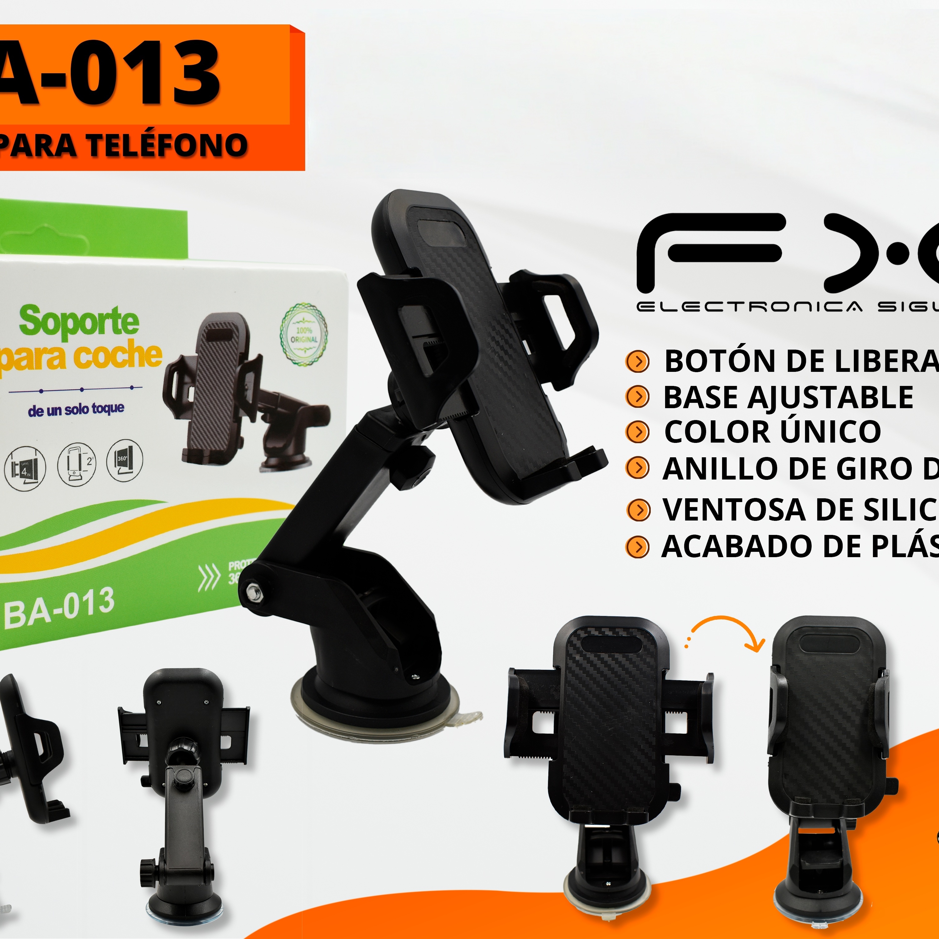 Car Phone Mount - 360° Rotating Silicone Suction Cup, Adjustable Base, One-click Release photo 2