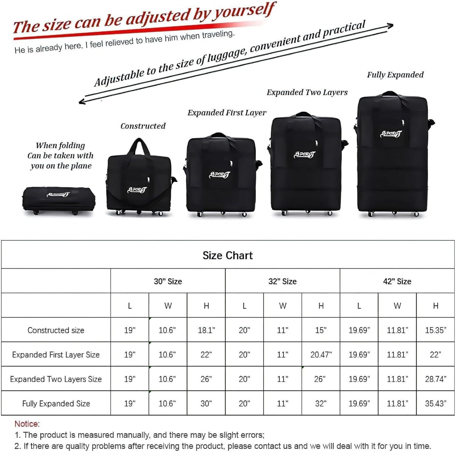 42in Extra Large Lightweight Luggage Trolley Suitcase Travel Bag Handbag BAG NEW photo 2