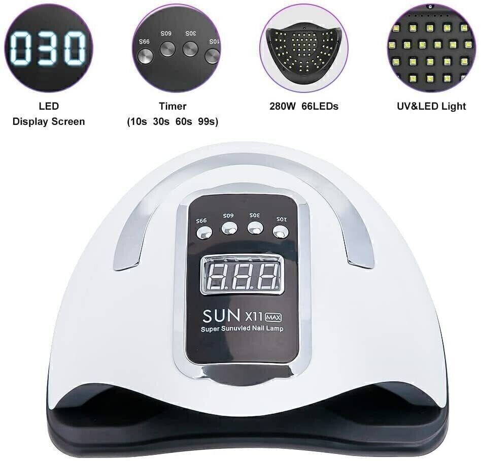 280W UV Nail Lamp Tool 66LED Professional Polish Dryer Gel Acrylic Curing Lights photo 3