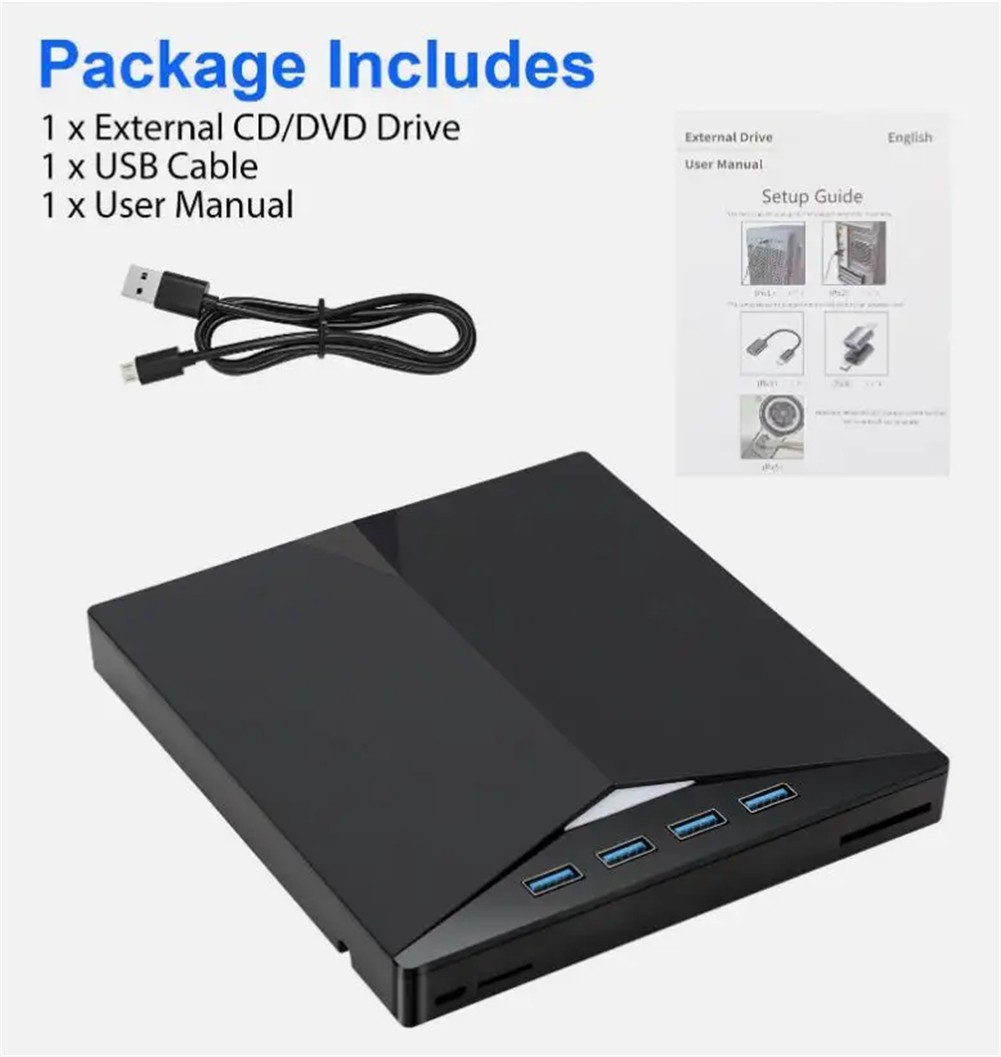 7 In1 External USB 3.0 DVD CD RW Writer Drive Burner Reader Player For Laptop PC photo 4