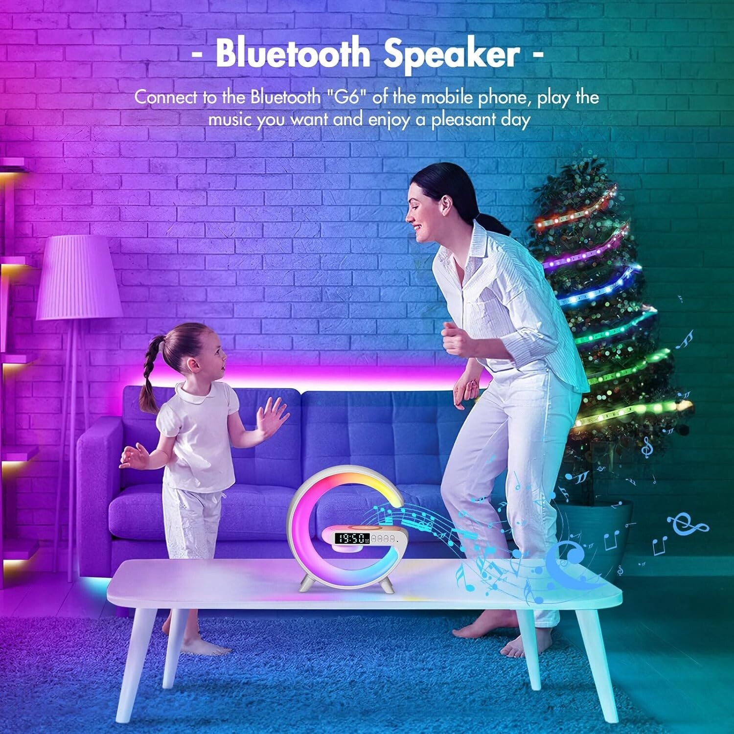 LED Smart G Lamp Intelligent Wireless Charger Bluetooth Speaker G Shape Lamp photo 2