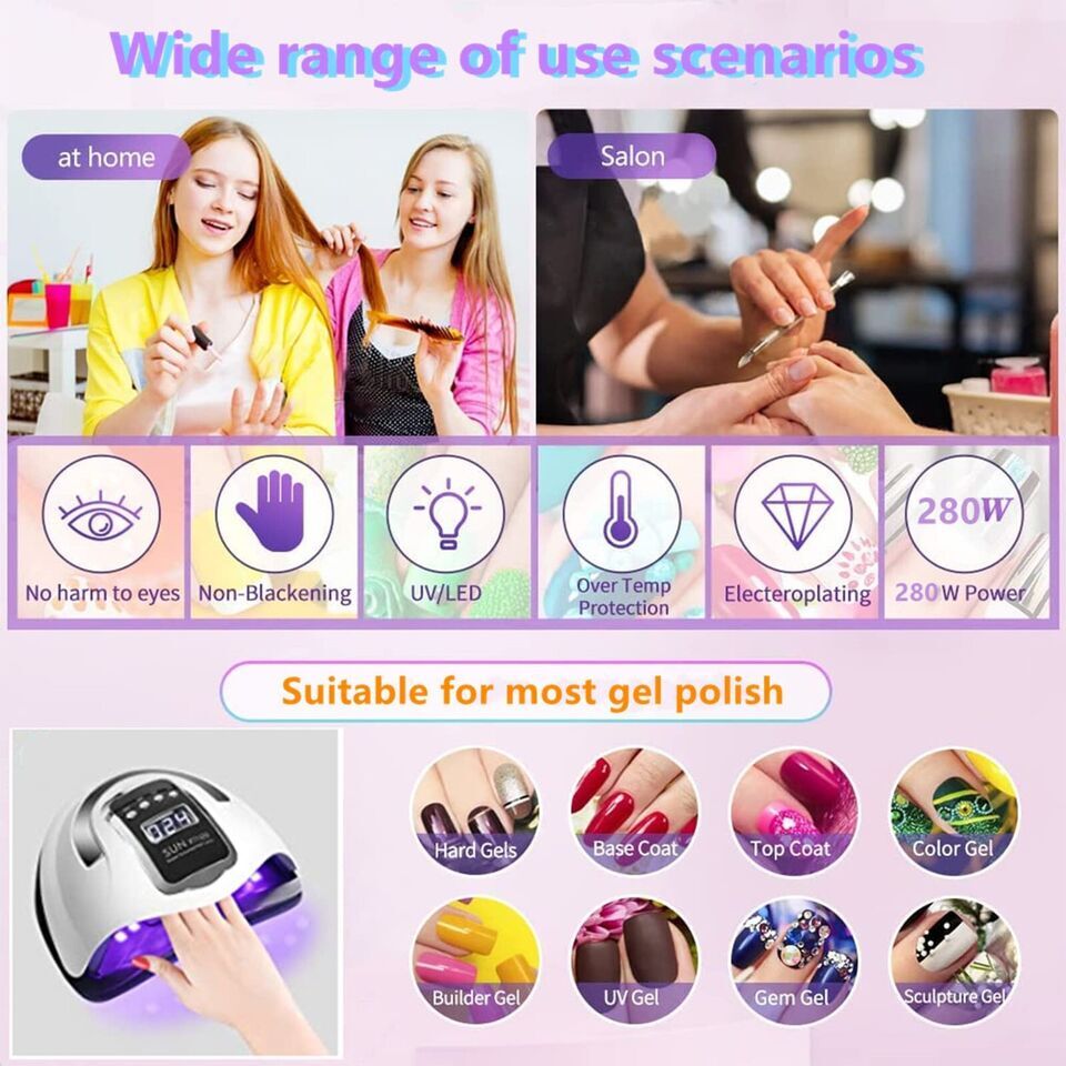 280W UV Nail Lamp Tool 66LED Professional Polish Dryer Gel Acrylic Curing Lights photo 6