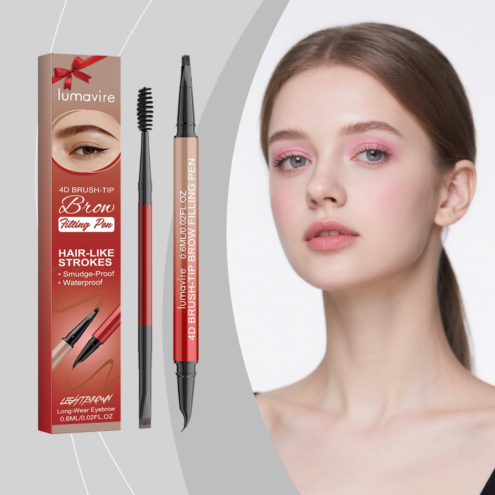 lumavire Four-Tip Eyebrow Pen, Light Brown, 0.6 ml photo 4