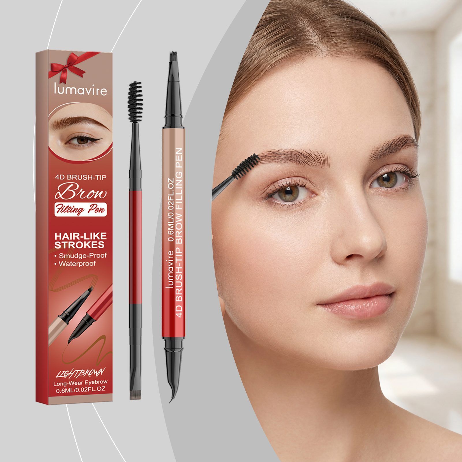 lumavire Four-Tip Eyebrow Pen, Light Brown, 0.6 ml photo 5