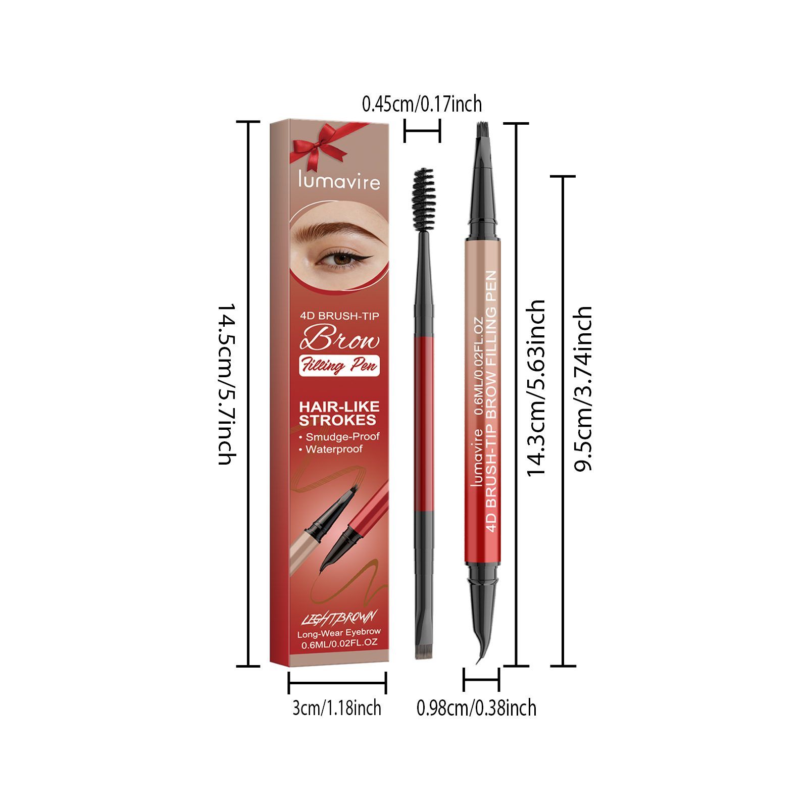 lumavire Four-Tip Eyebrow Pen, Light Brown, 0.6 ml photo 2