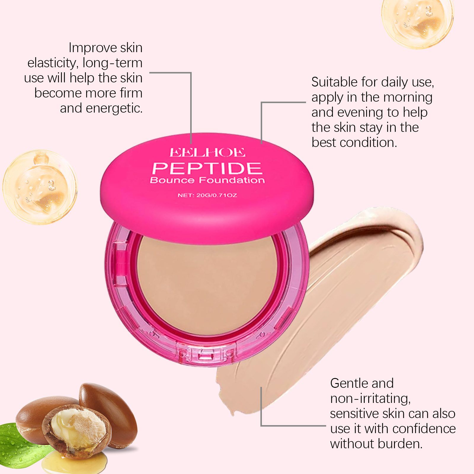 EELHOE Moisturizing Concealer Foundation Cream, Natural, 20 g photo 3