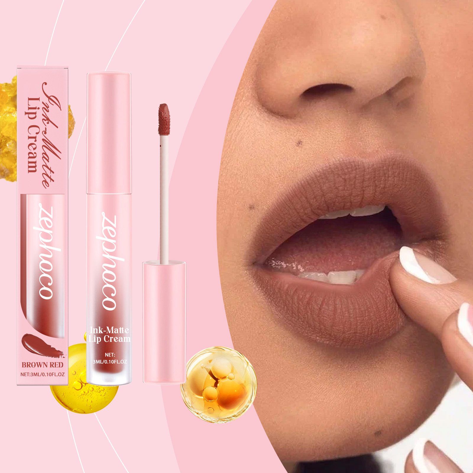 zephoco Matte Liquid Lip Color, Brown Red, 3 ml photo 7
