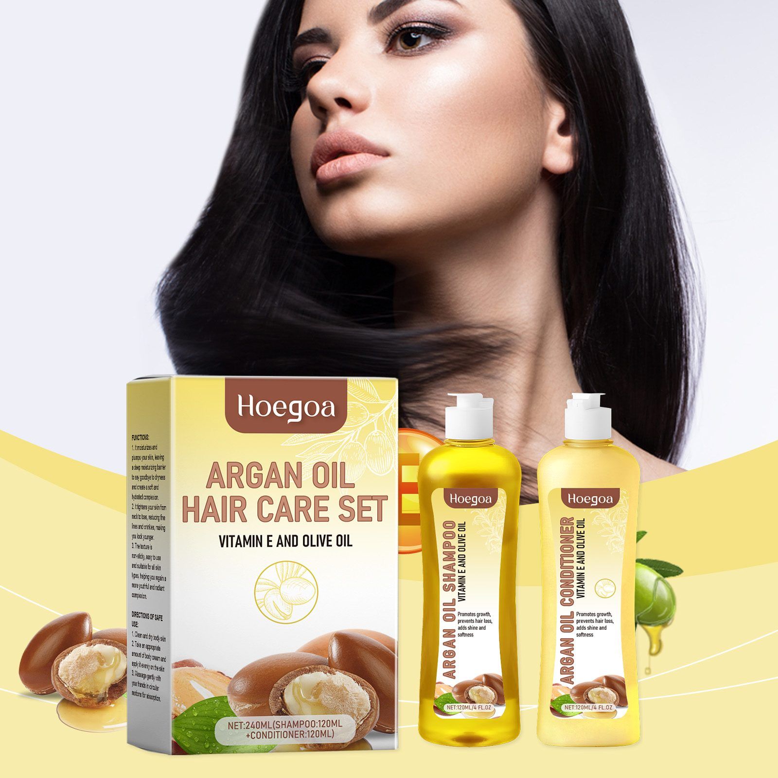 HOEGOA Argan Shampoo and Conditioner Set, 120 ml Shampoo + 120 ml Conditioner photo 7