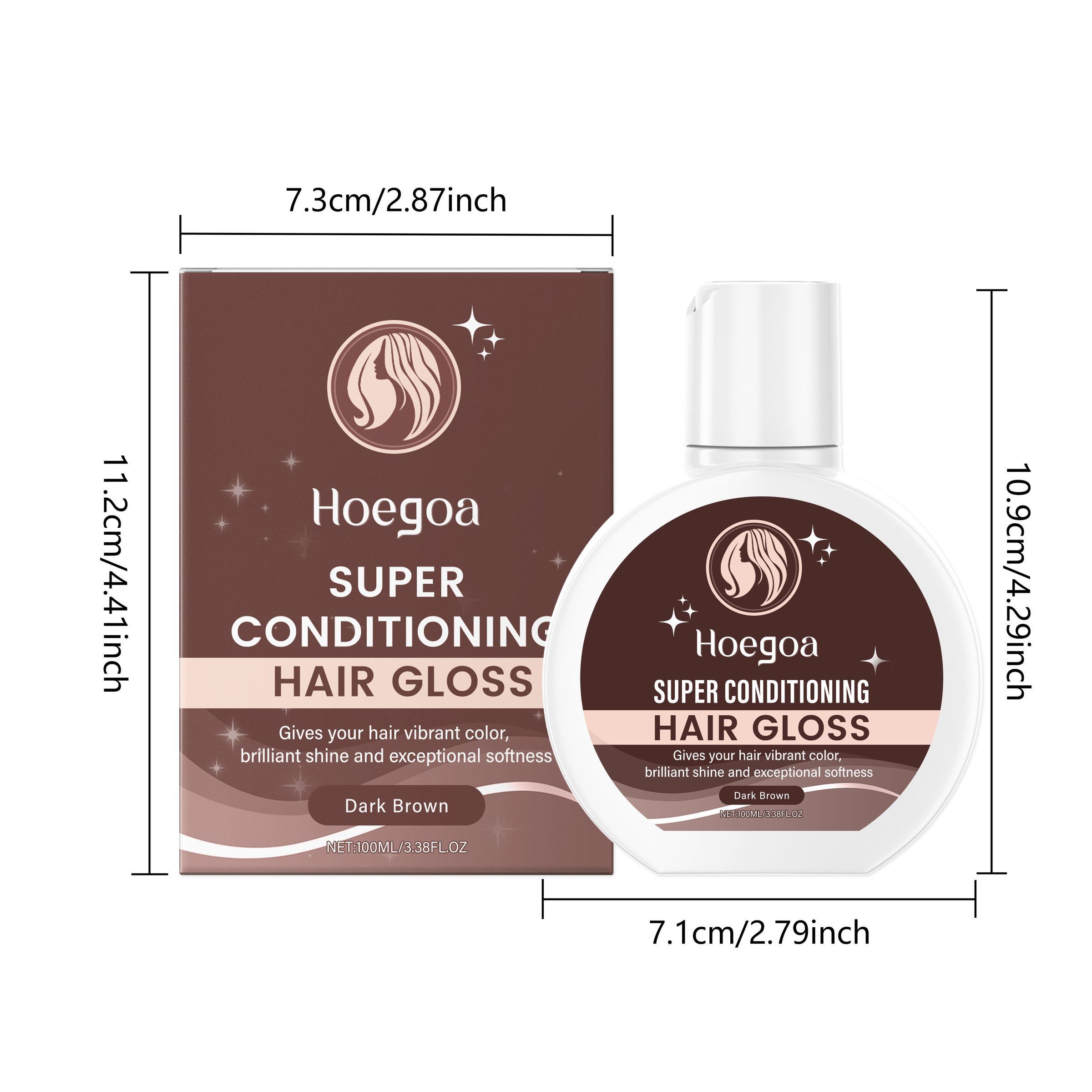 HOEGOA Dark Brown Color-Depositing Hair Conditioner, 100 ml photo 2