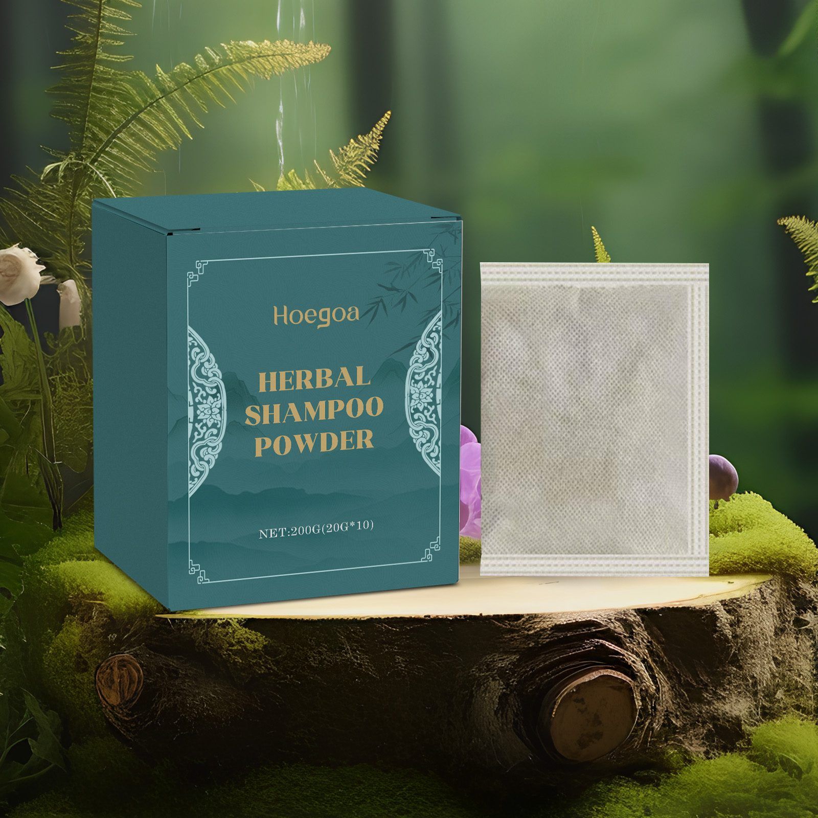 HOEGOA Herbal Hair Shampoo Powder, 10 Packets, 20 g Each photo 5