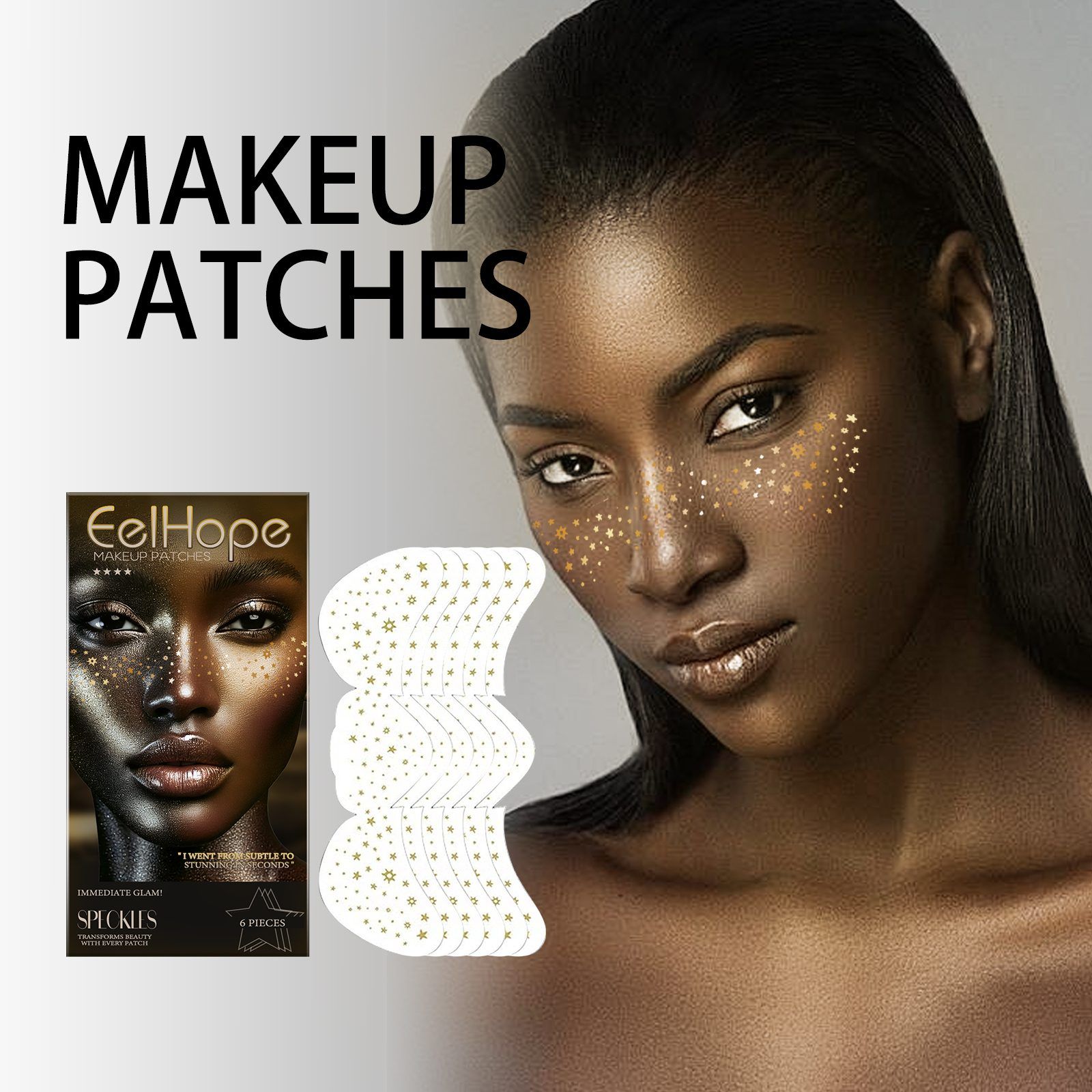 EELHOPE Glitter Freckle Cosmetic Face Stickers, 6 Pieces photo 5