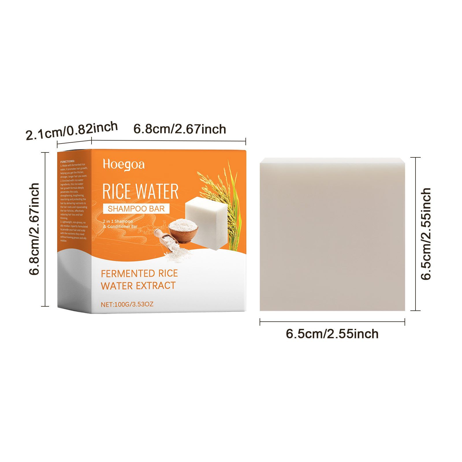HOEGOA Fermented Rice Water Shampoo Bar, 100 g photo 3