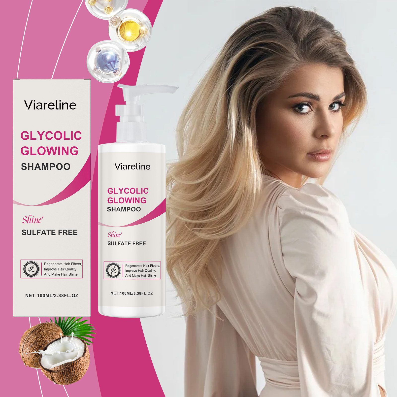 VIARELINE Shine Care Hair Shampoo, 100 ml photo 7