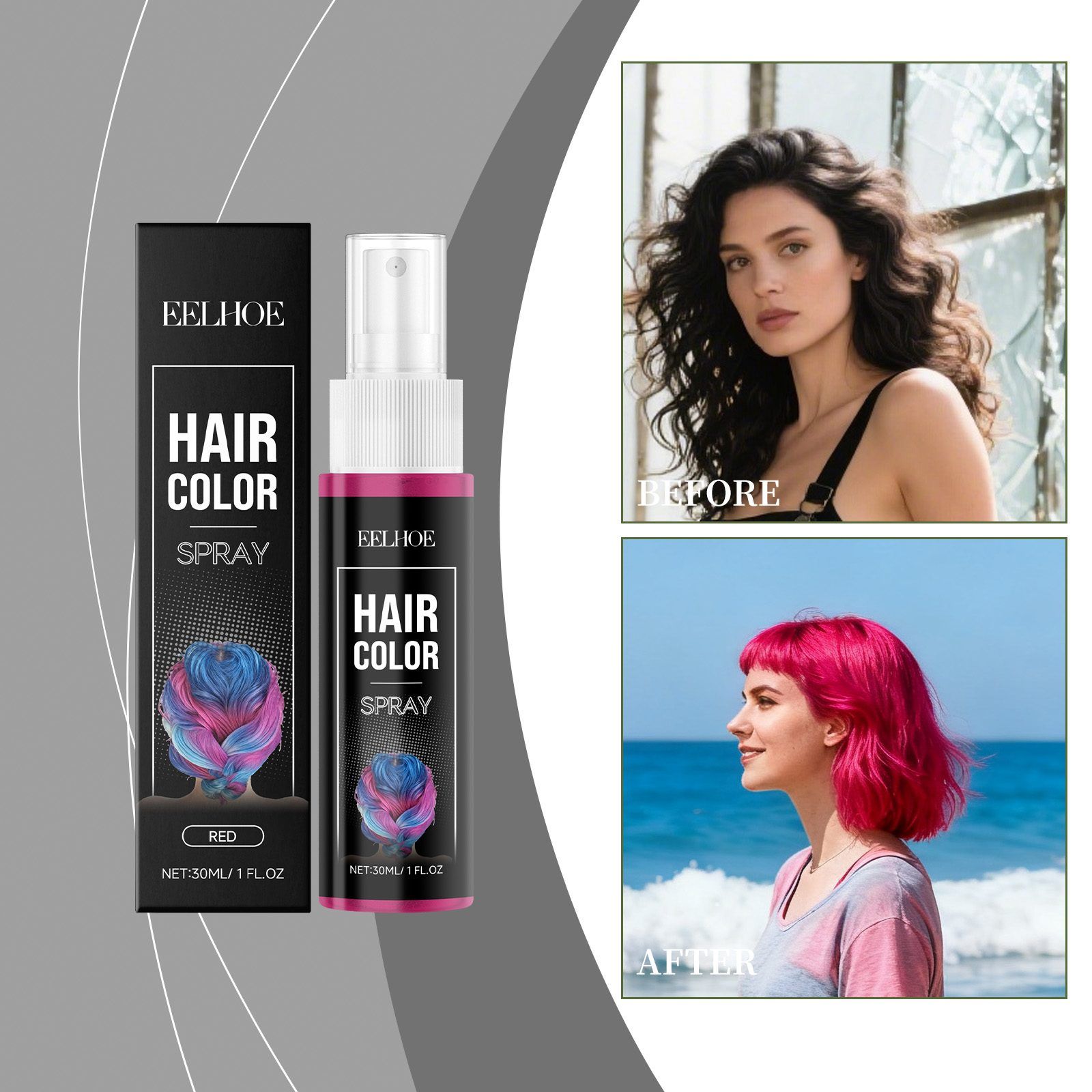 EELHOE Temporary Red Hair Color Spray 30 ml, 30 ml photo 6