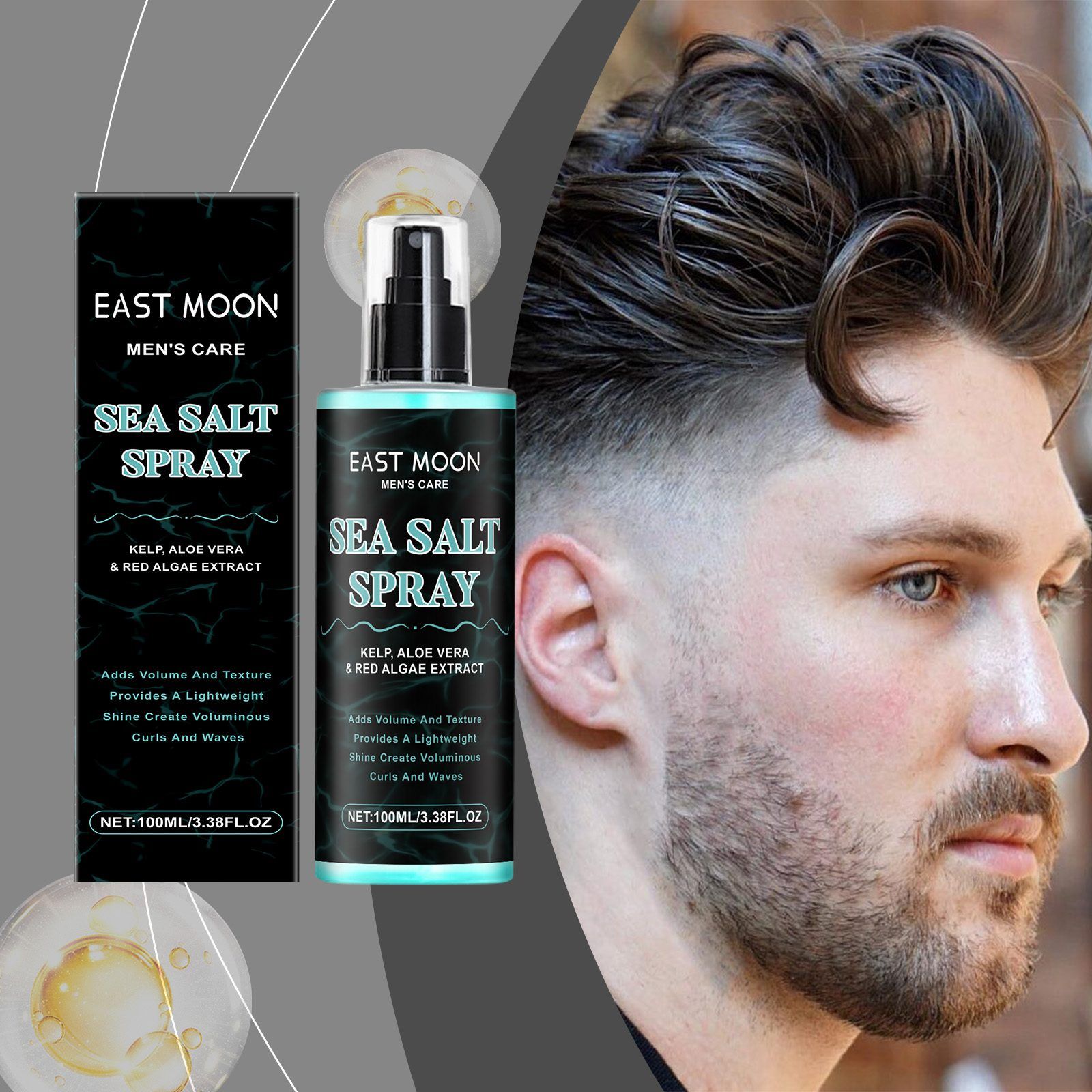 EAST MOON Men's Sea Salt Hair Styling Spray, 100 ml photo 3
