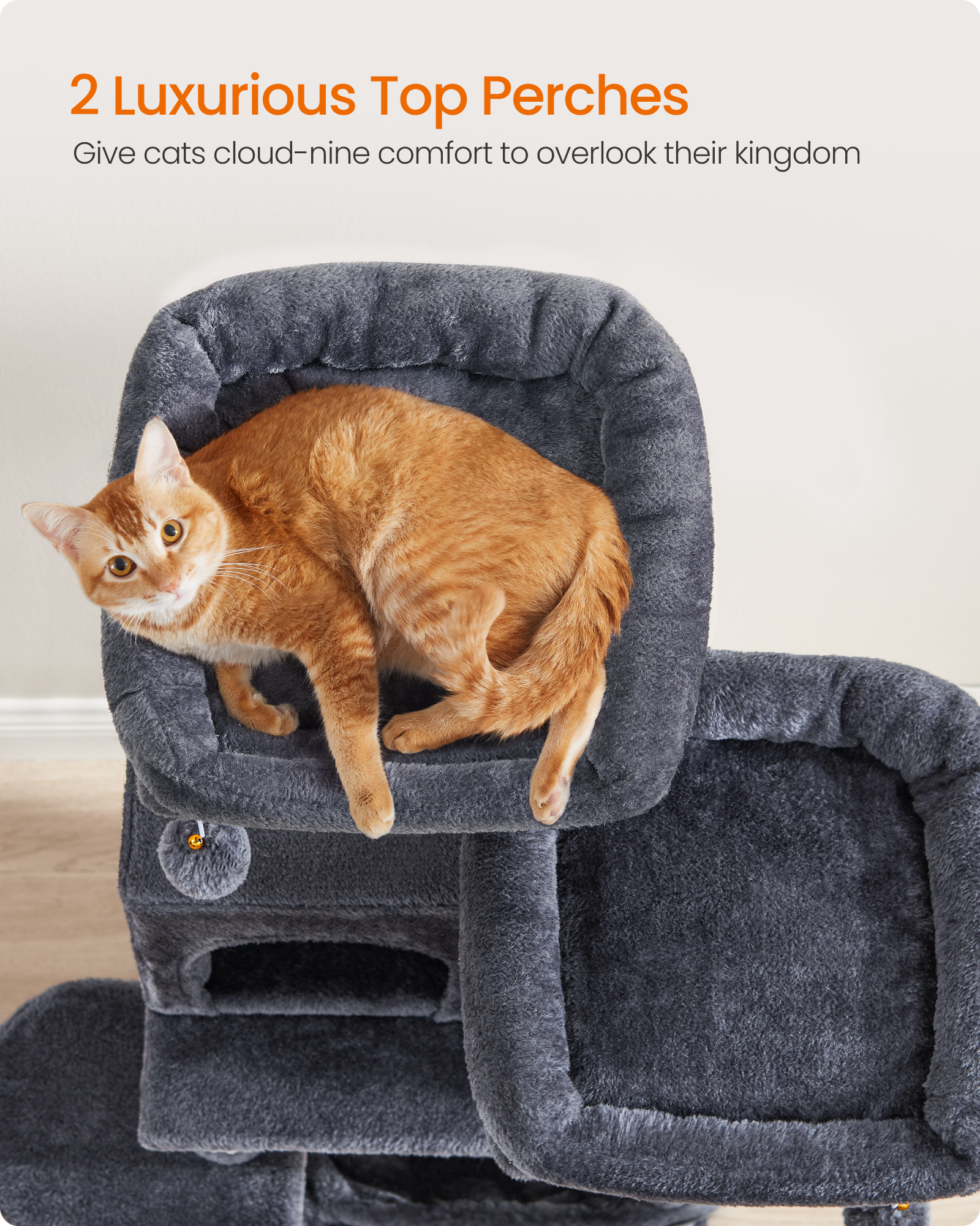 Cat Tree, 44.1-Inch Multi-Level Tower, 11 Scratching Posts photo 2