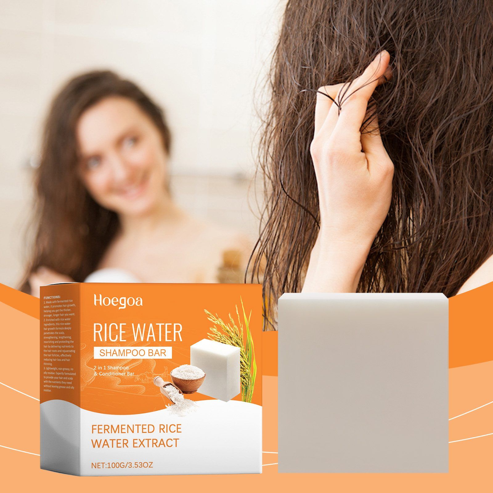 HOEGOA Fermented Rice Water Shampoo Bar, 100 g photo 5