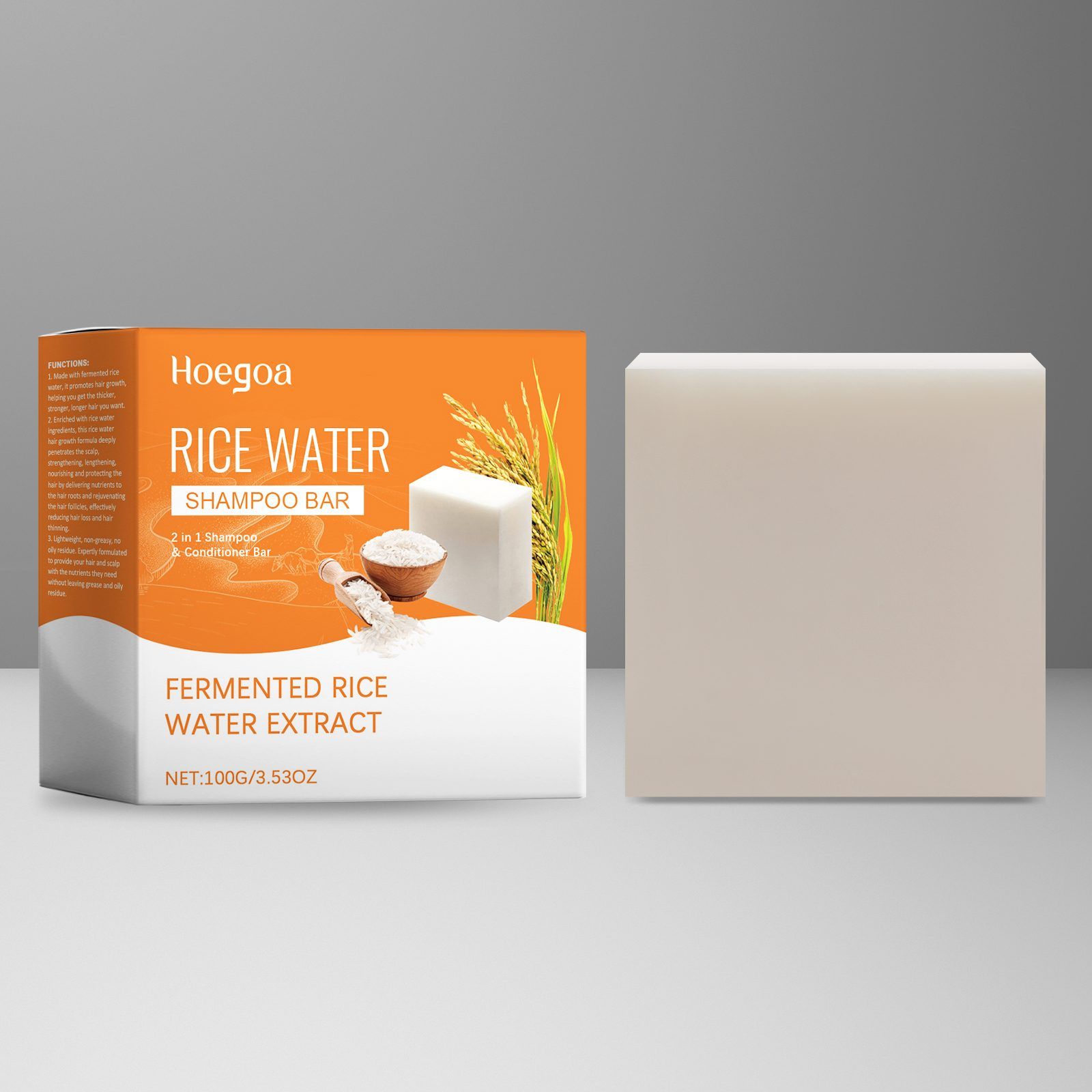 HOEGOA Fermented Rice Water Shampoo Bar, 100 g photo 8