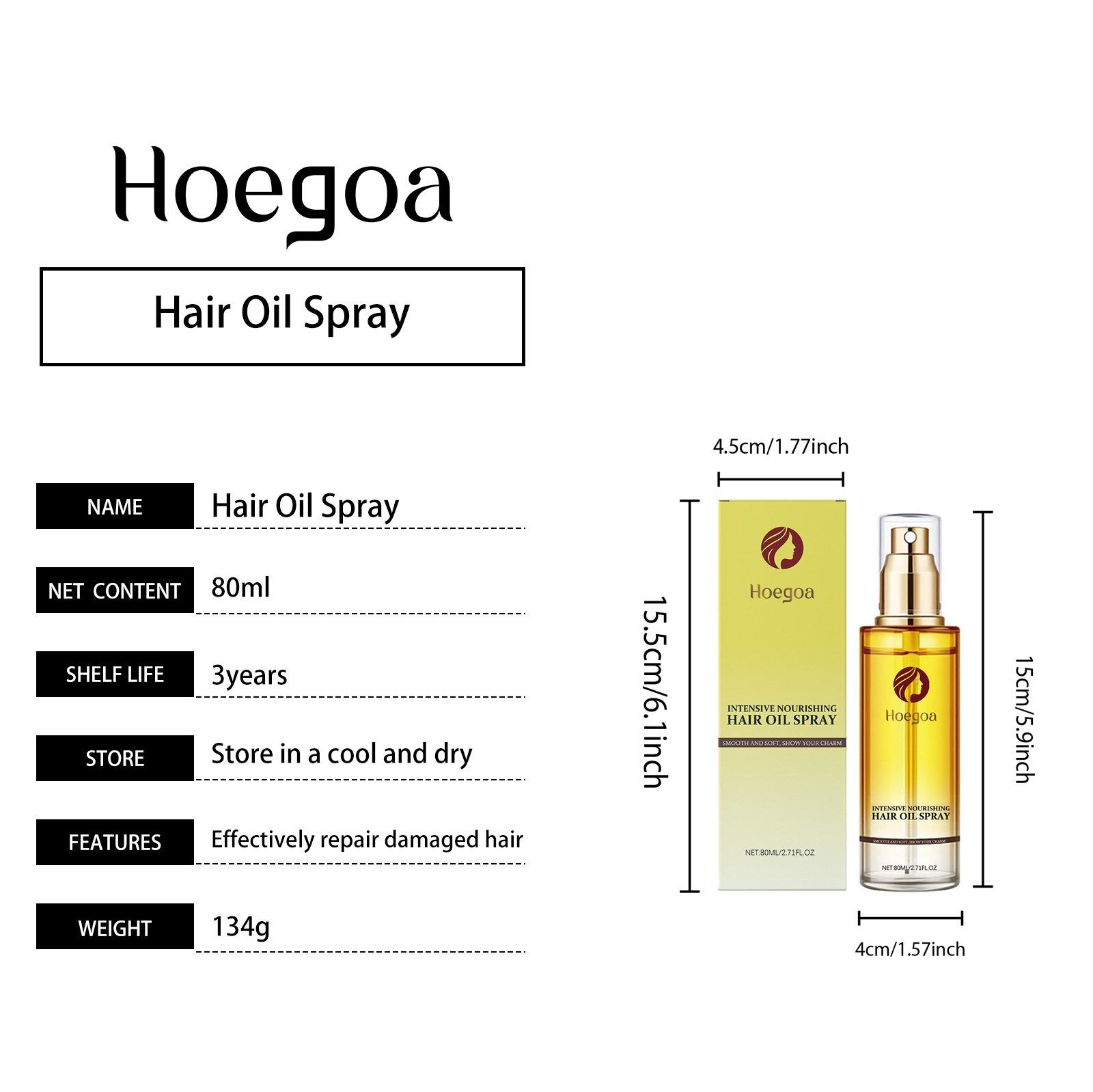 HOEGOA Hair Conditioning Oil Spray, 80 ml photo 8