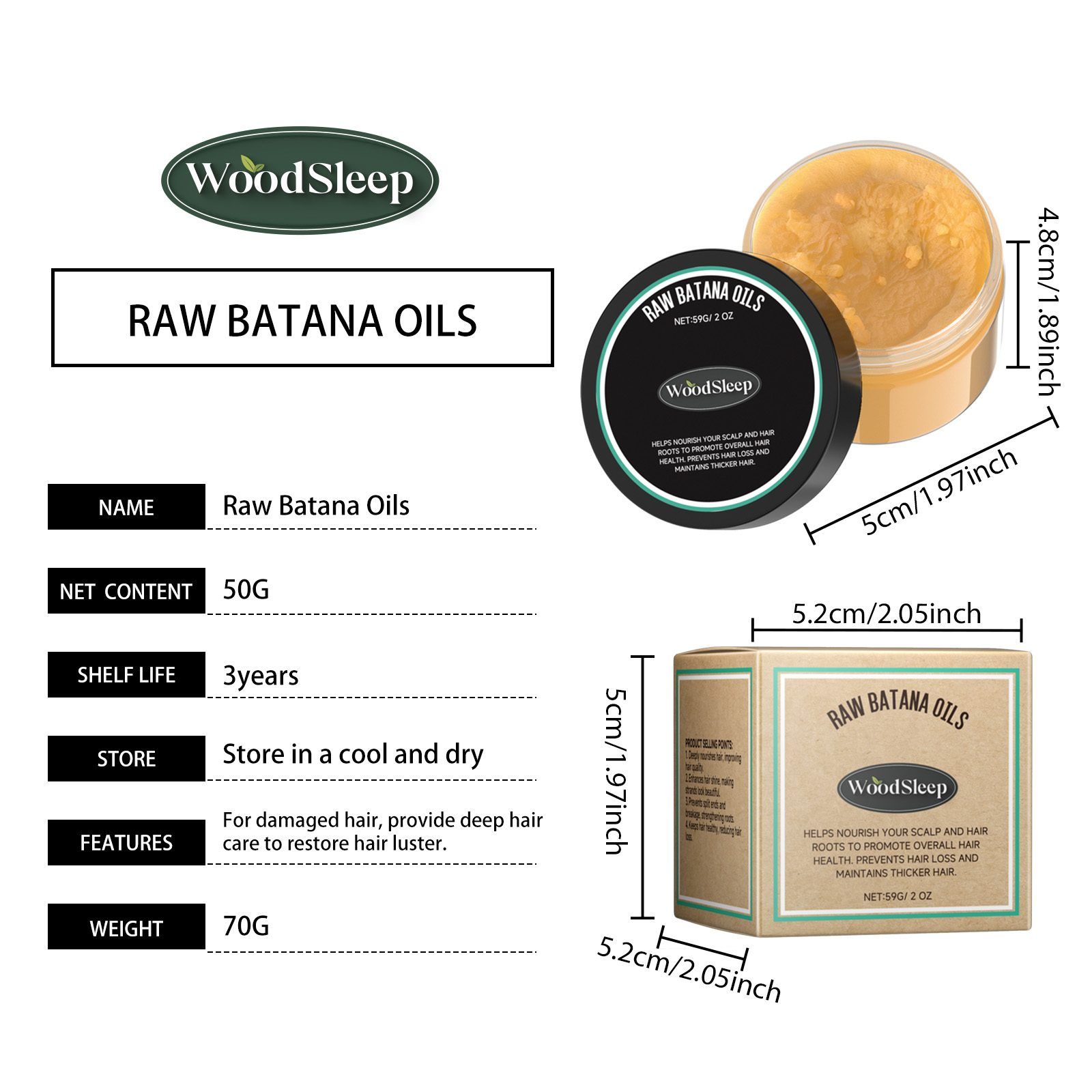 WOODSLEEP Batana Rinse-Off Hair Mask, 59 g photo 4