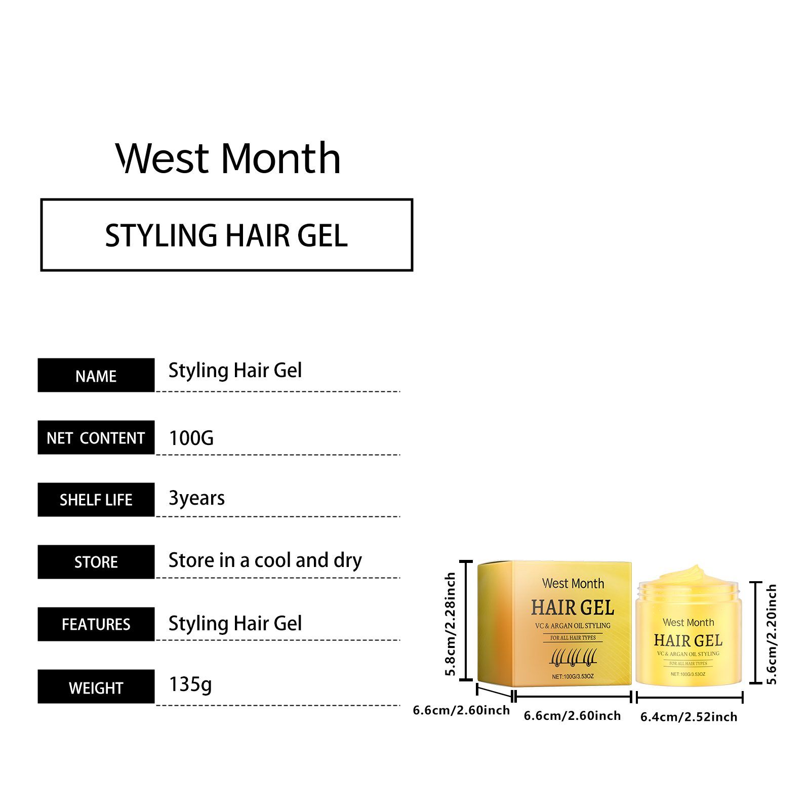 WEST MONTH Curl Styling Hair Gel, 100 g photo 8