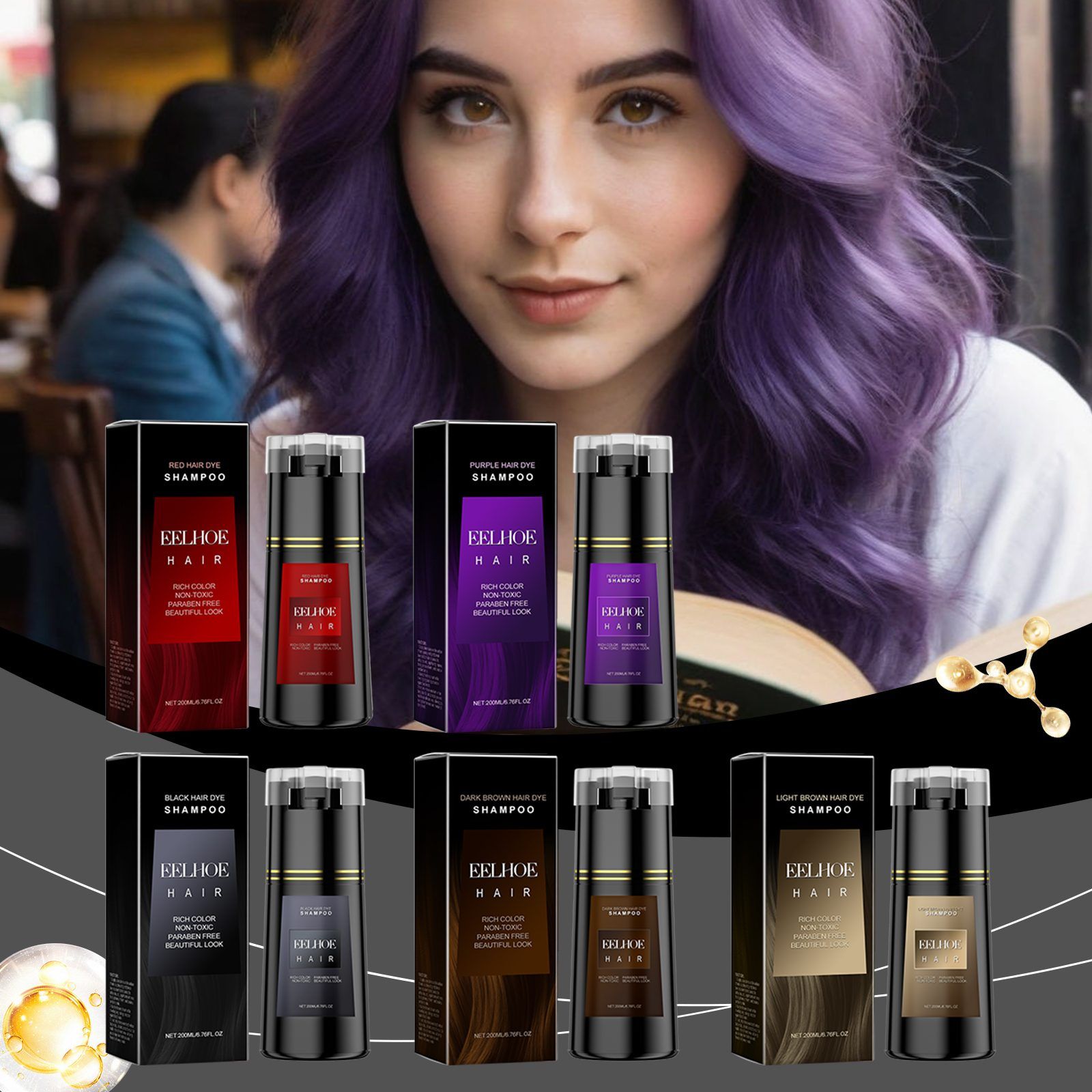 EELHOE Black Hair Color Shampoo, 200 ml photo 6