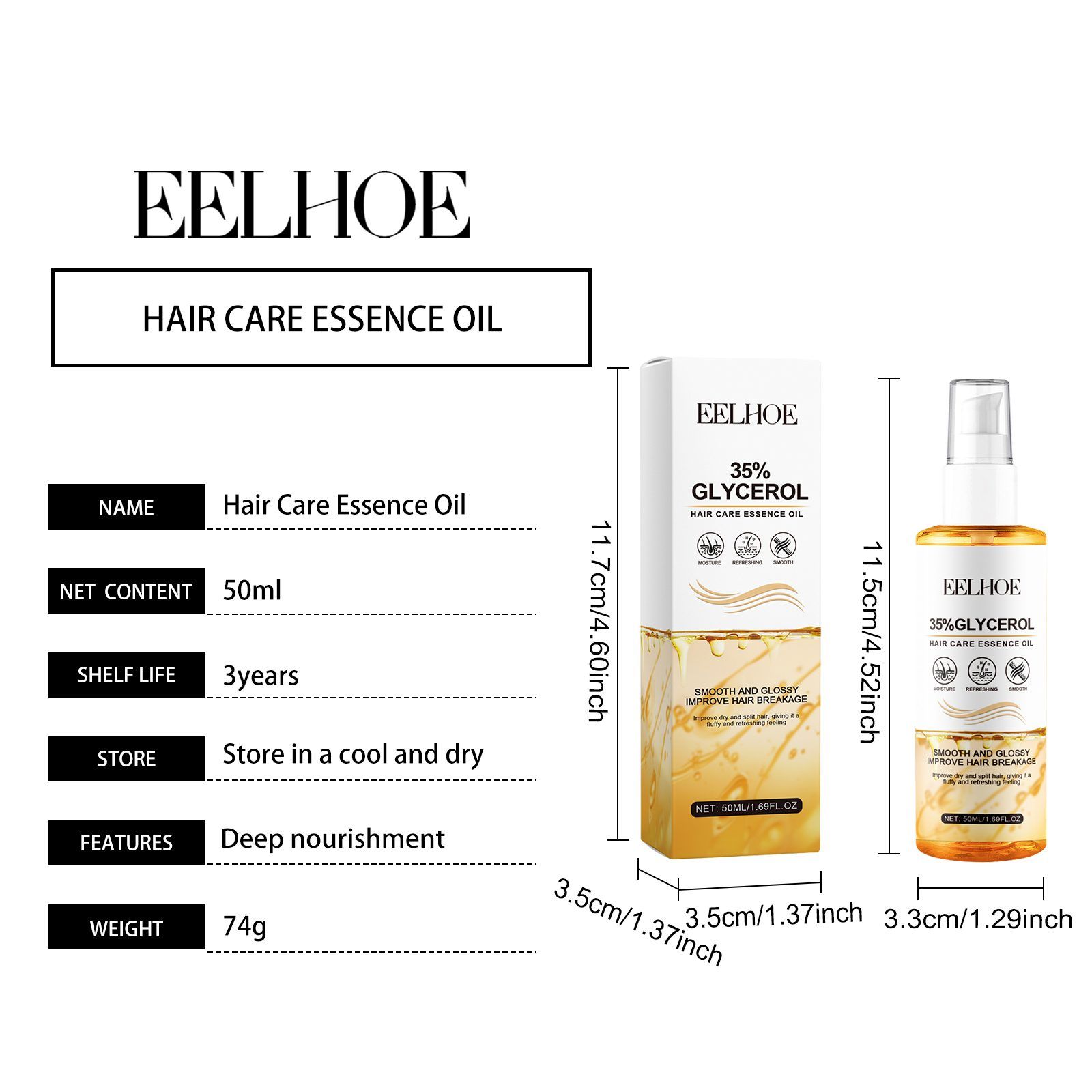 EELHOE Glycerin Hair Finishing Oil, 50 ml photo 2