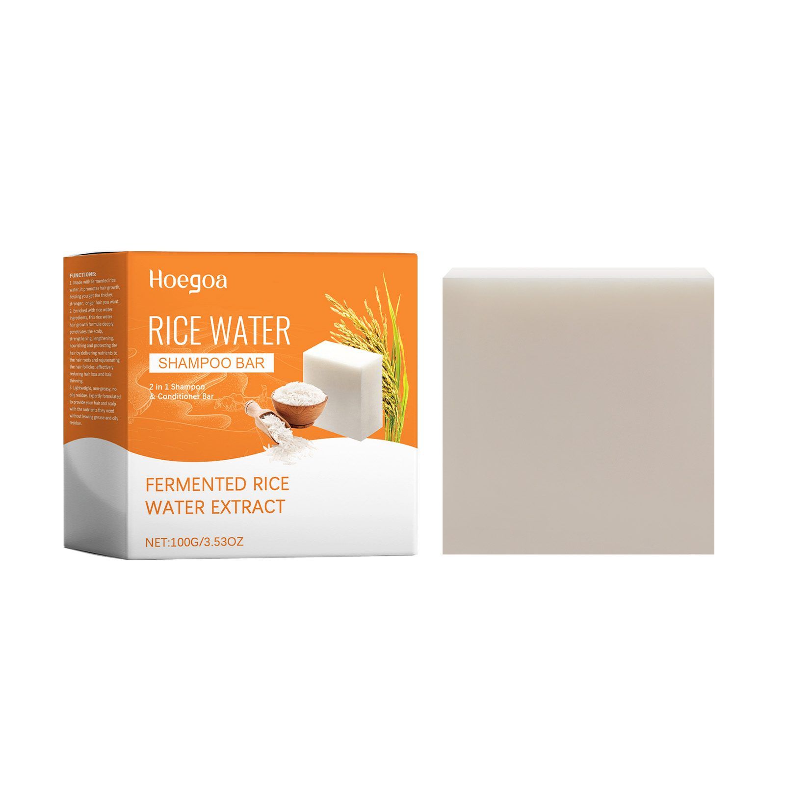 HOEGOA Fermented Rice Water Shampoo Bar, 100 g photo 7