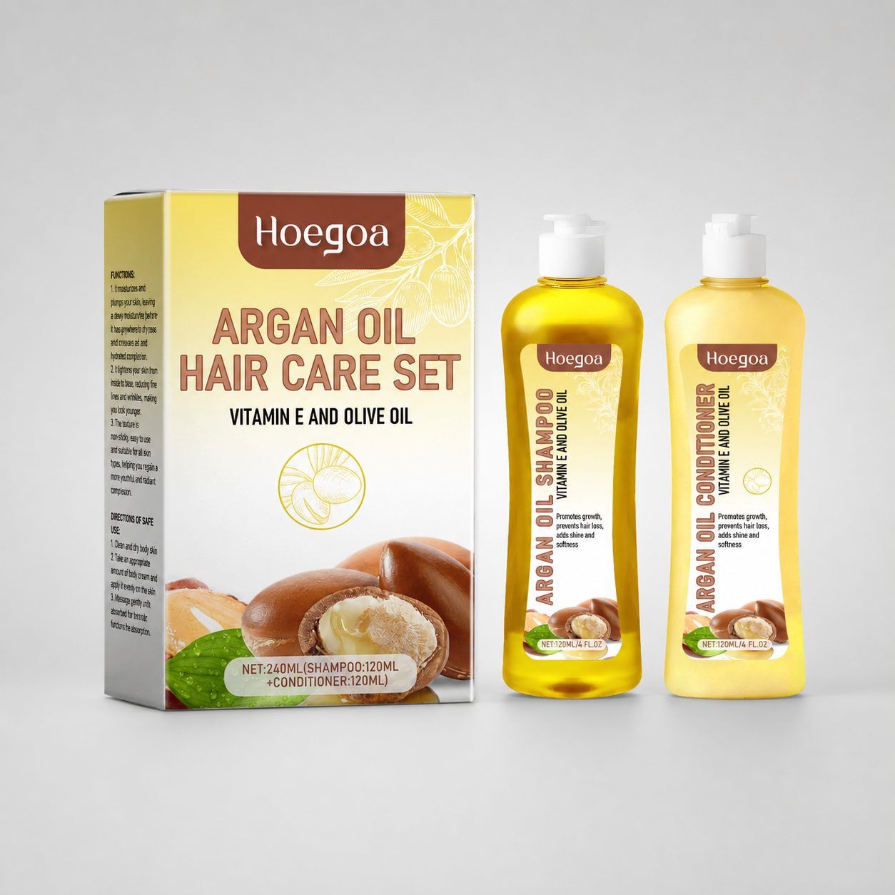 HOEGOA Argan Shampoo and Conditioner Set, 120 ml Shampoo + 120 ml Conditioner photo 1