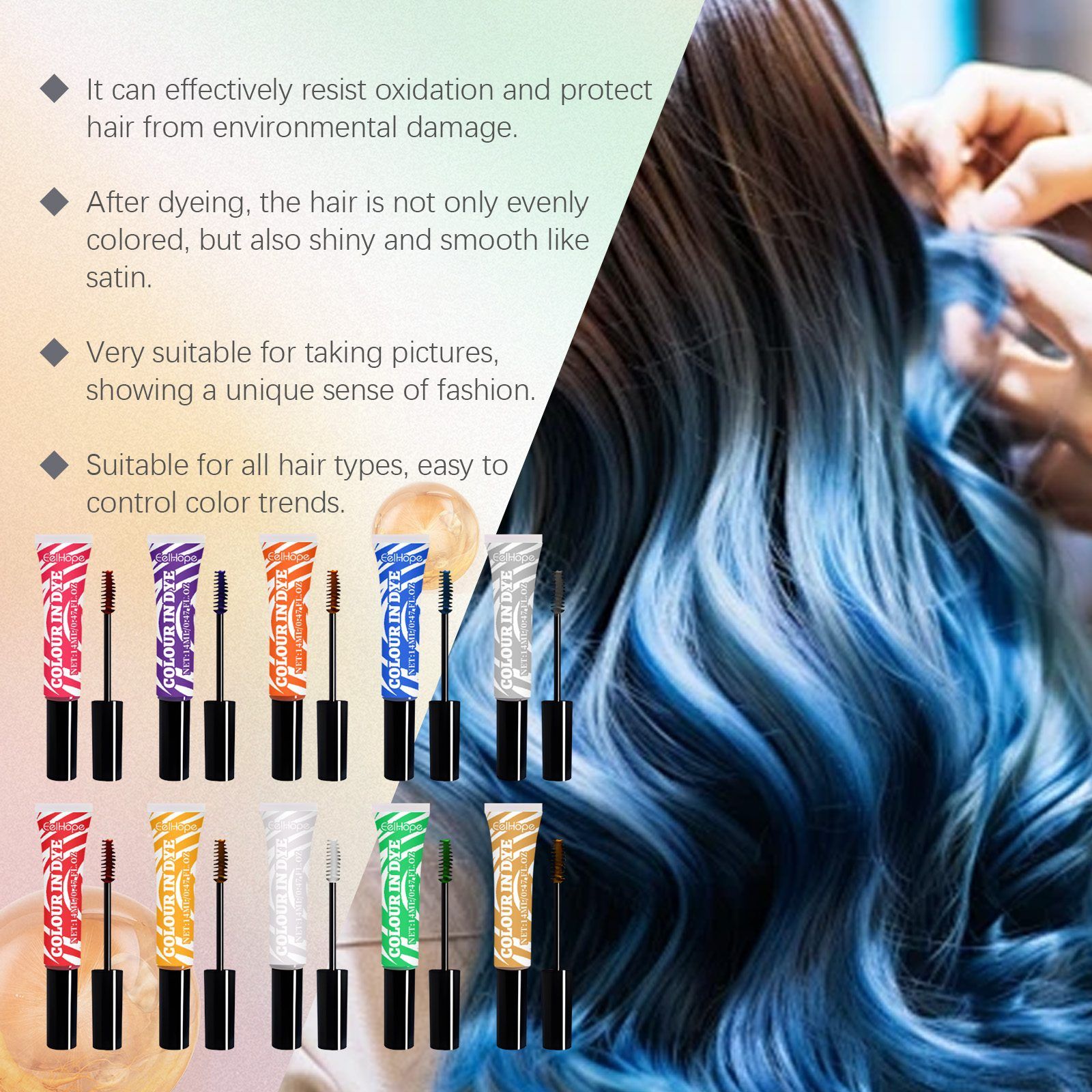 EELHOPE 5-Piece Temporary Comb Hair Color Kit, 5 x 14 ml photo 2