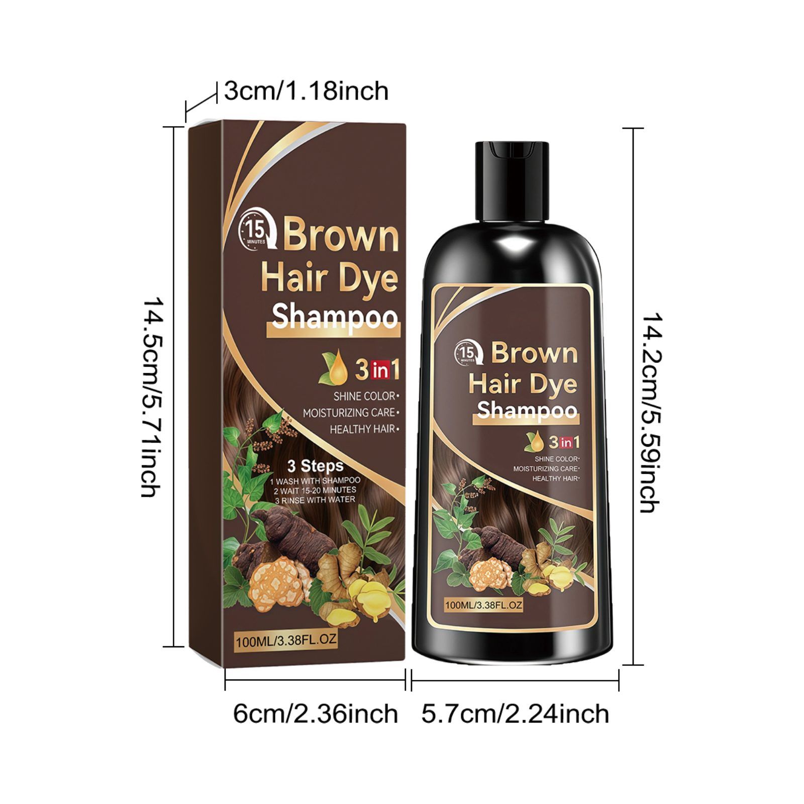 AMZ Brown Hair Color Shampoo, 100 ml photo 1