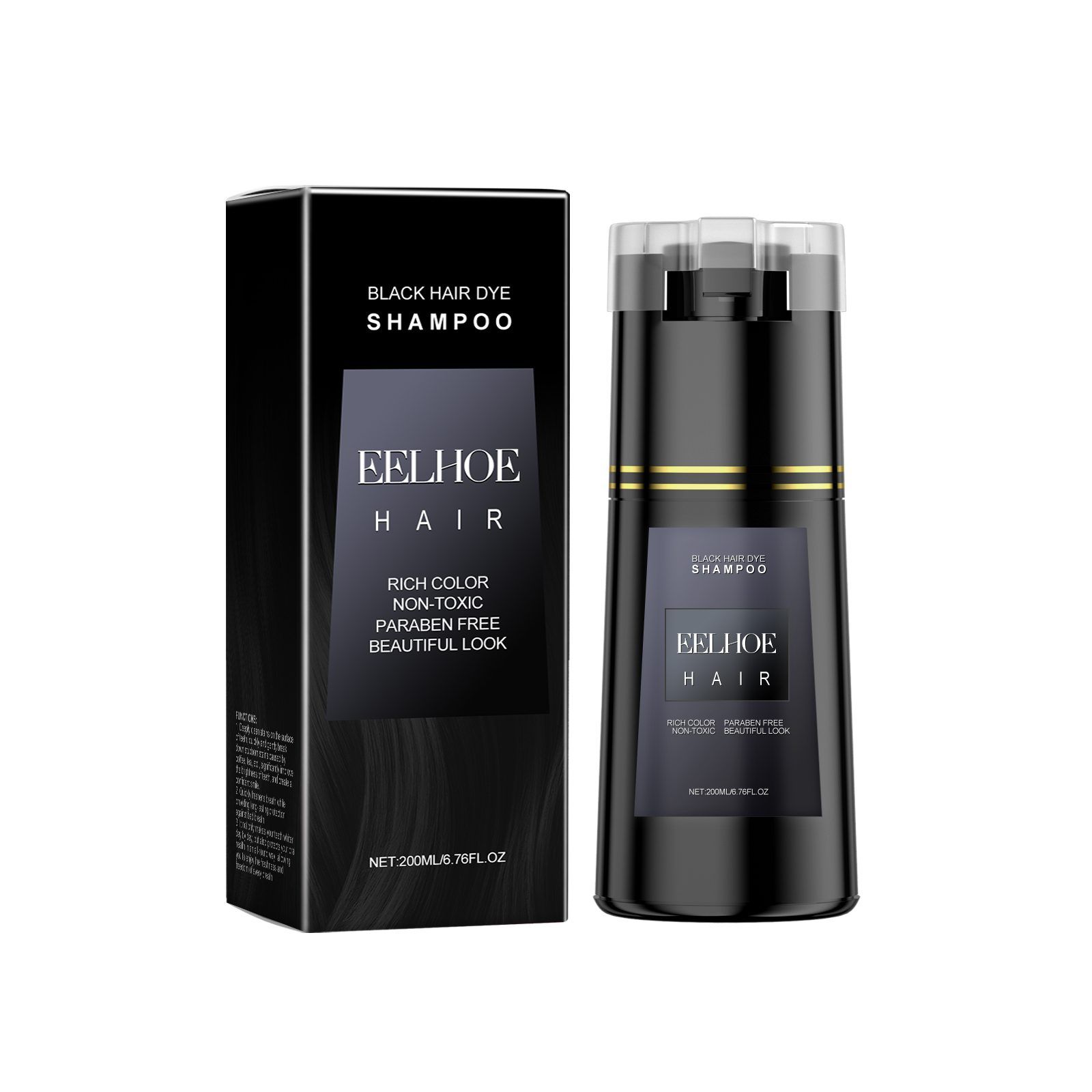 EELHOE Black Hair Color Shampoo, 200 ml photo 5