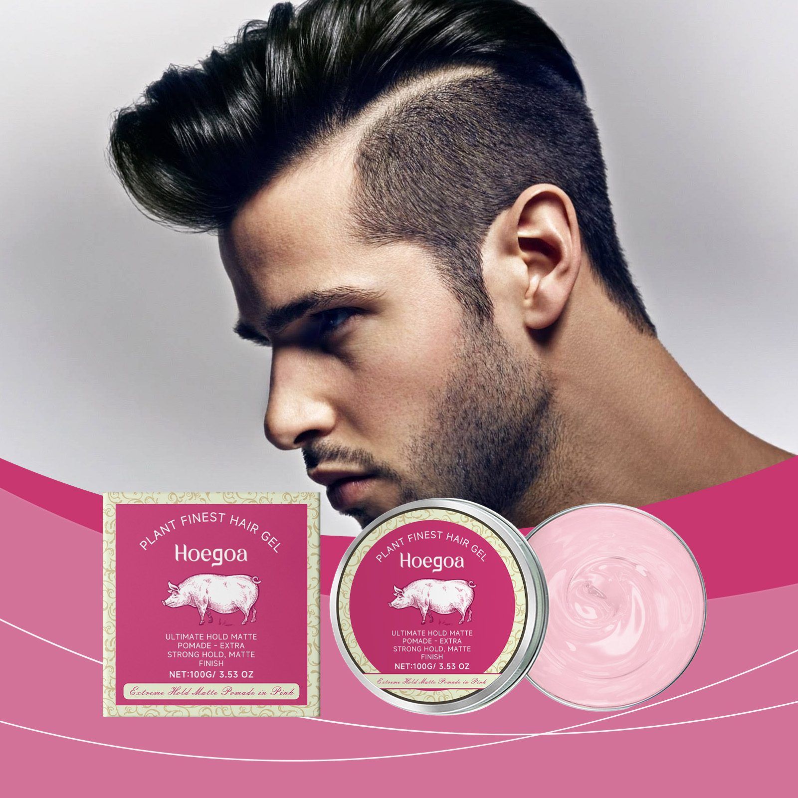 HOEGOA Pink Hair Styling Gel, 100 g photo 2