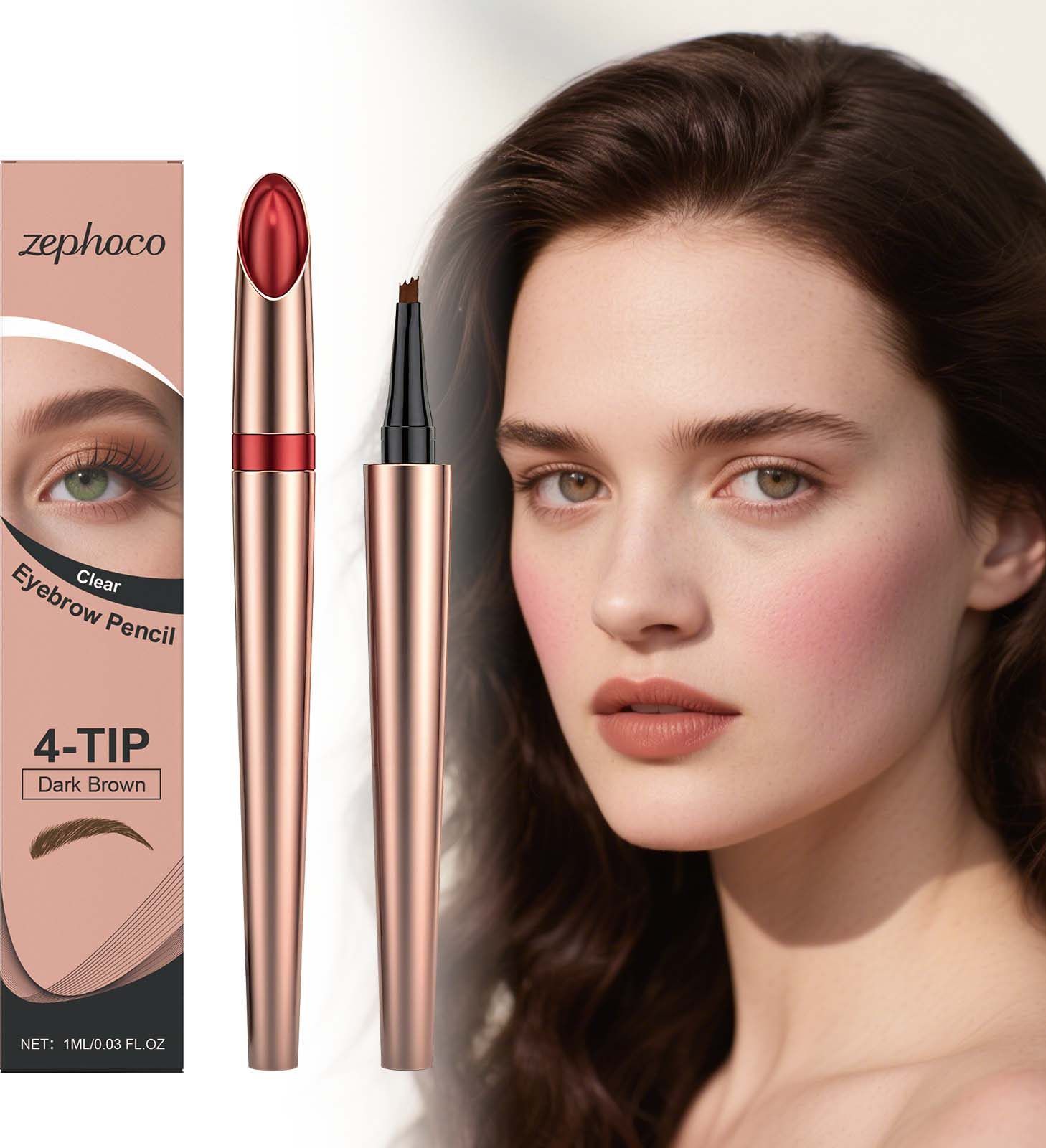 zephoco Four-Tip Eyebrow Pen, Deep Brown, 1 ml photo 7