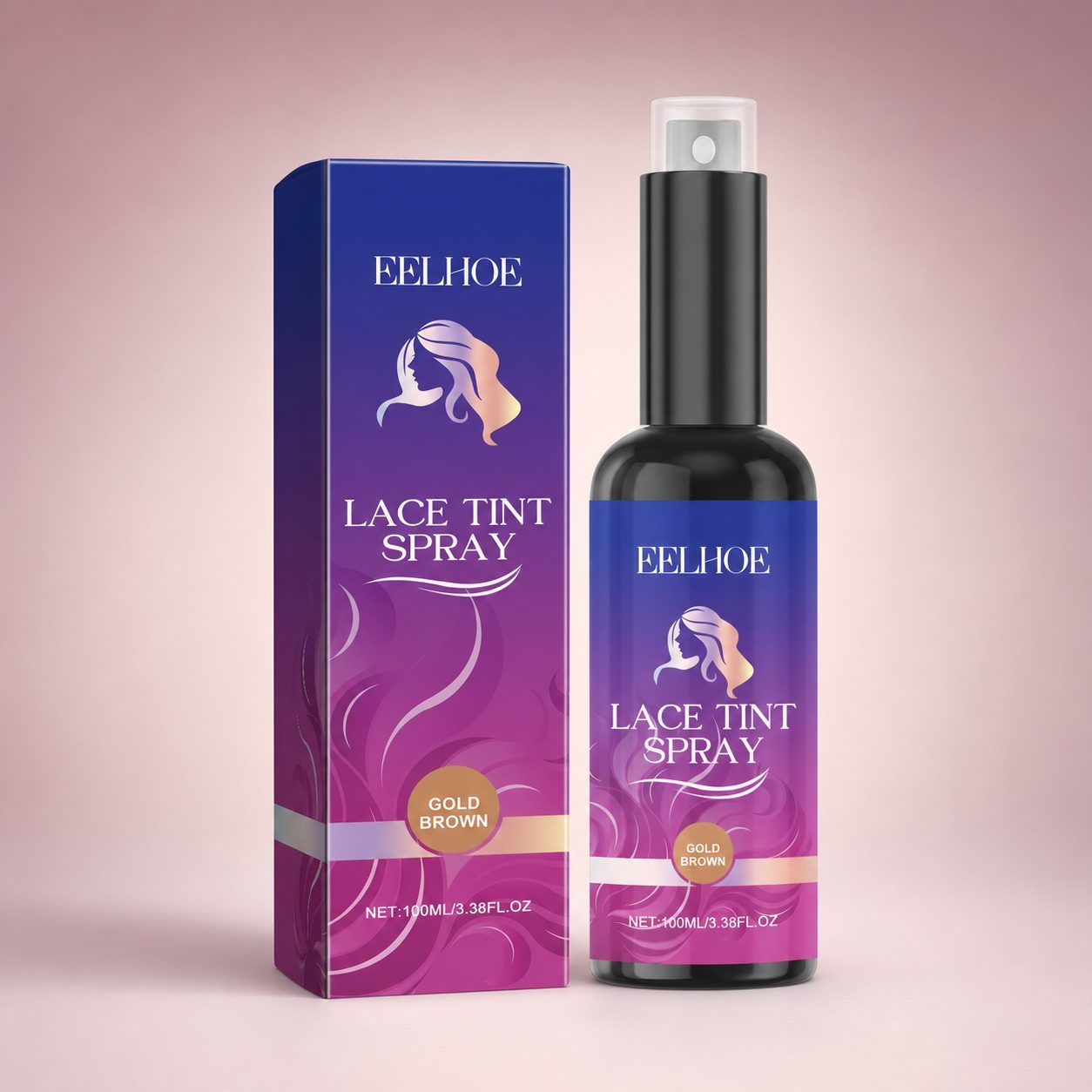 EELHOE Golden Brown Lace Wig Color Spray, 100 ml photo 1