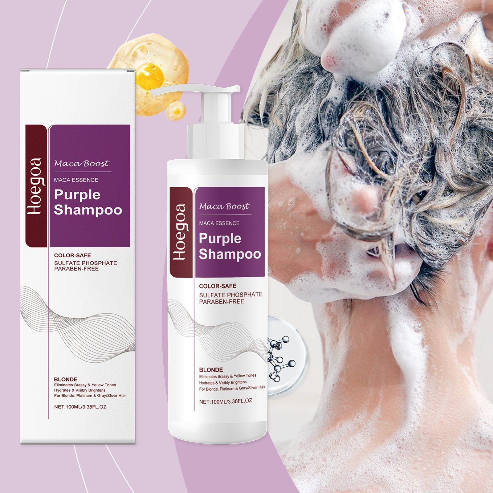 HOEGOA Purple Hair Shampoo, 100 ml photo 4