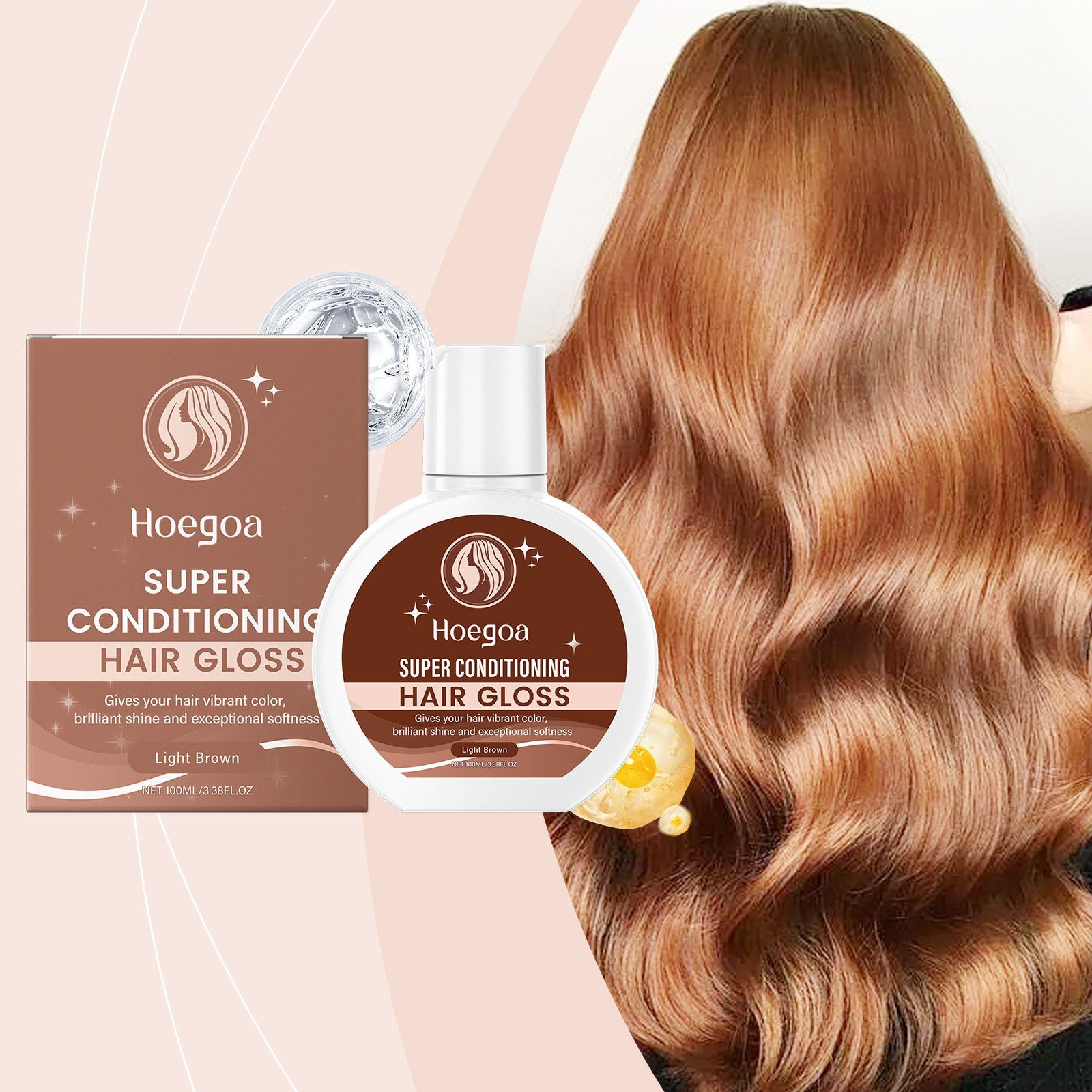HOEGOA Light Brown Color-Depositing Hair Conditioner, 100 ml photo 3