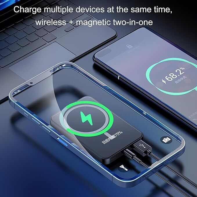 Silvery-Magsafe Power Bank Portable Charger Magnetic Battery Pack For I Phone For Samsung--silvery photo 4